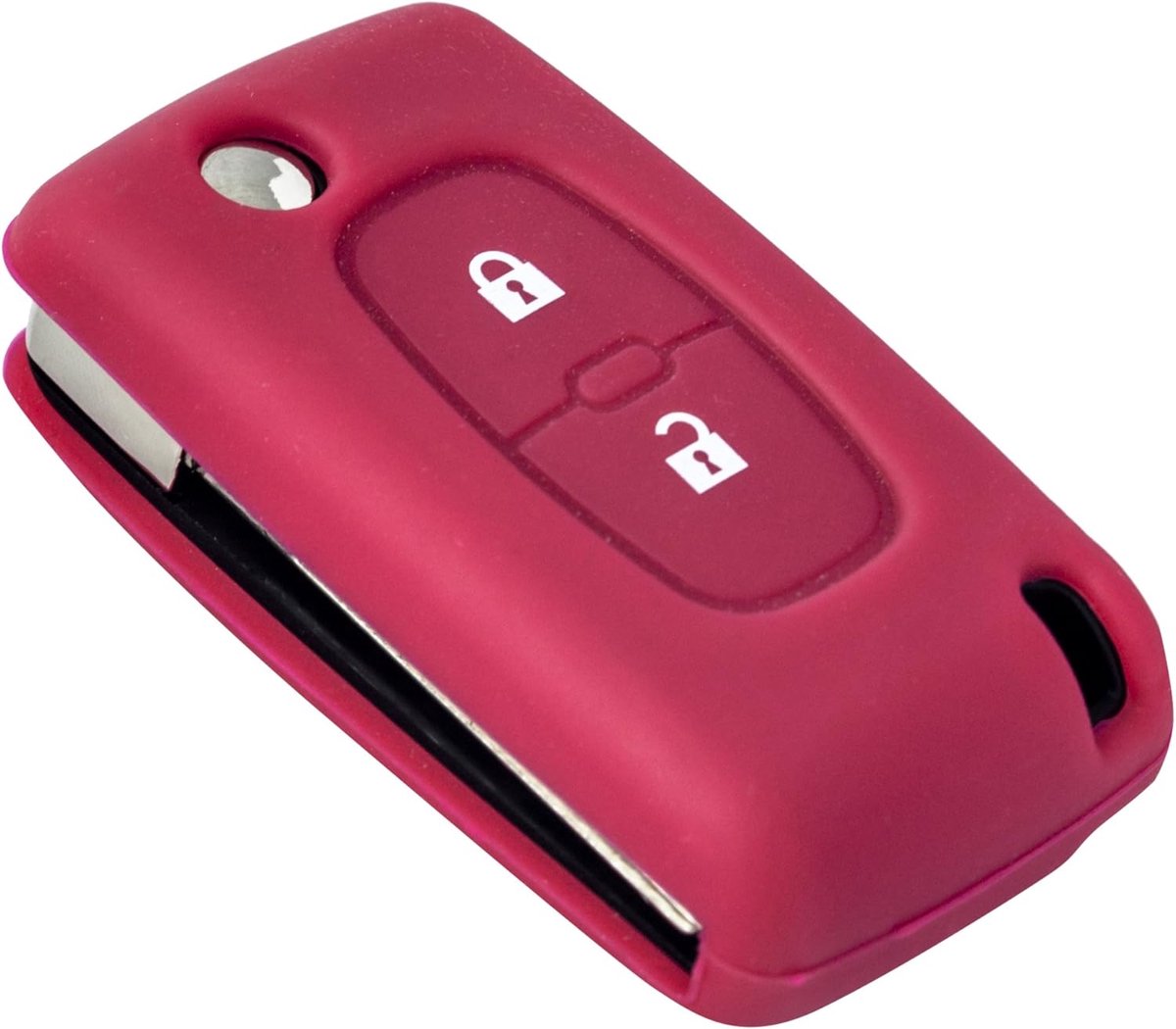 SnelShoppen - Silicone Sleutelhoes Geschikt voor Peugeot 207 307 308 407 3008 5008 & Citroen C2 C3 C4 C5 C6 C8 | 3 Sleutels | Rood | Bescherming voor