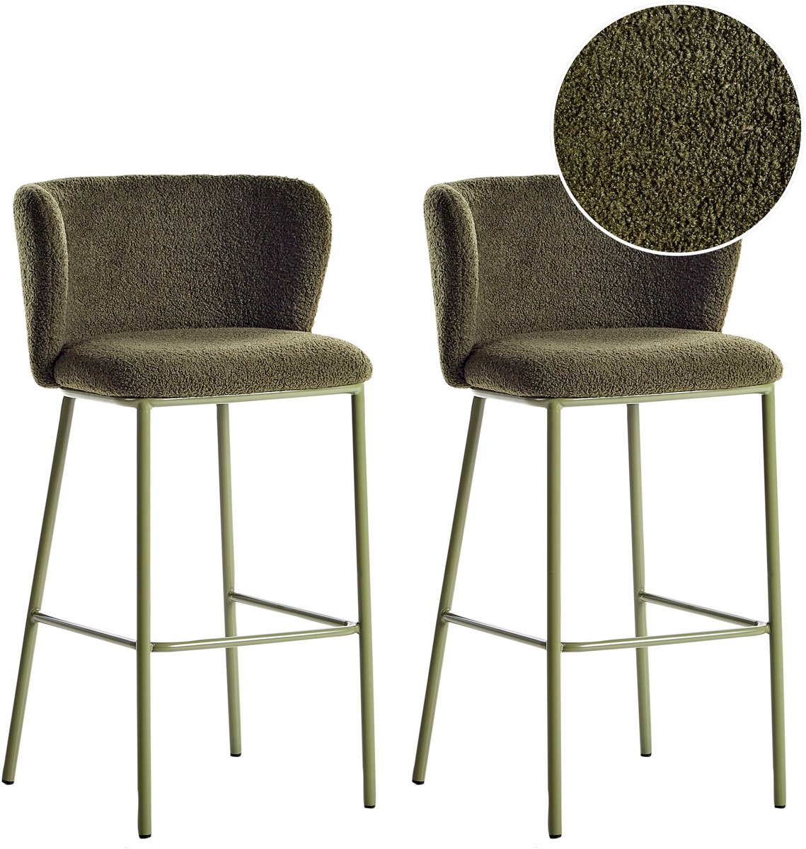 MINA II - Barkruk set van 2 - Donkergroen - Bouclé