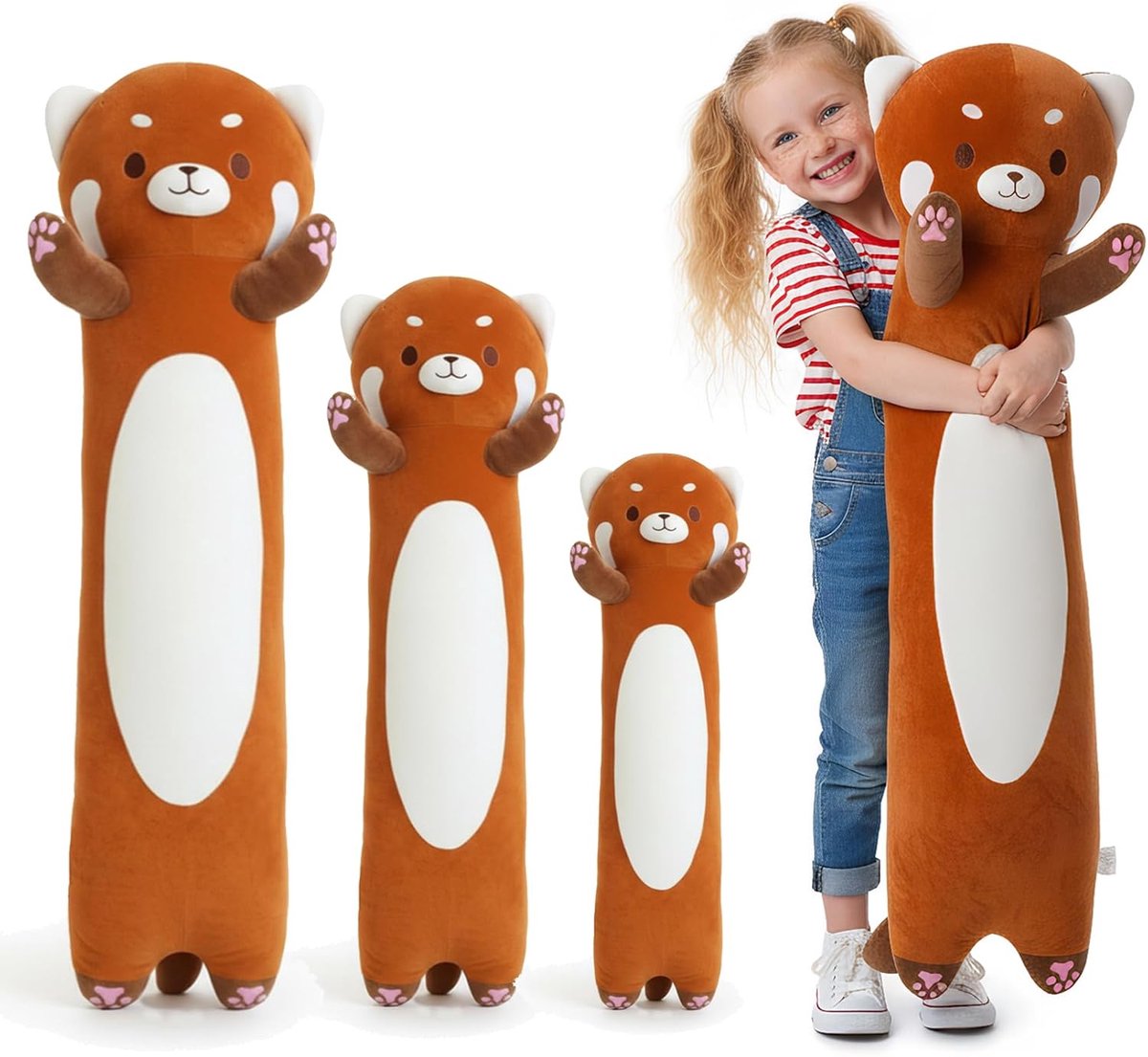 SnelShoppen - Kekeso Long Panda Knuffel Kussen 60cm - Zacht Pandabeer Pluche Speelgoed voor Kinderen & Volwassenen, Cuddly Kussen voor Bed, Kerstcadea
