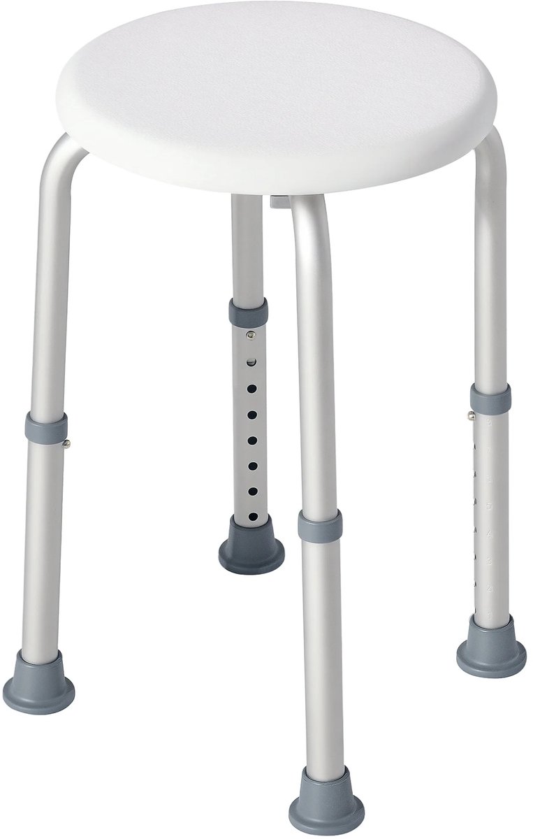 Atlasyx douchekruk - Douchestoel - Barkruk - Badkamerkruk - Douchezitje - Draagvermogen tot 135 kg - 34,8 - 52,3 cm - Wit