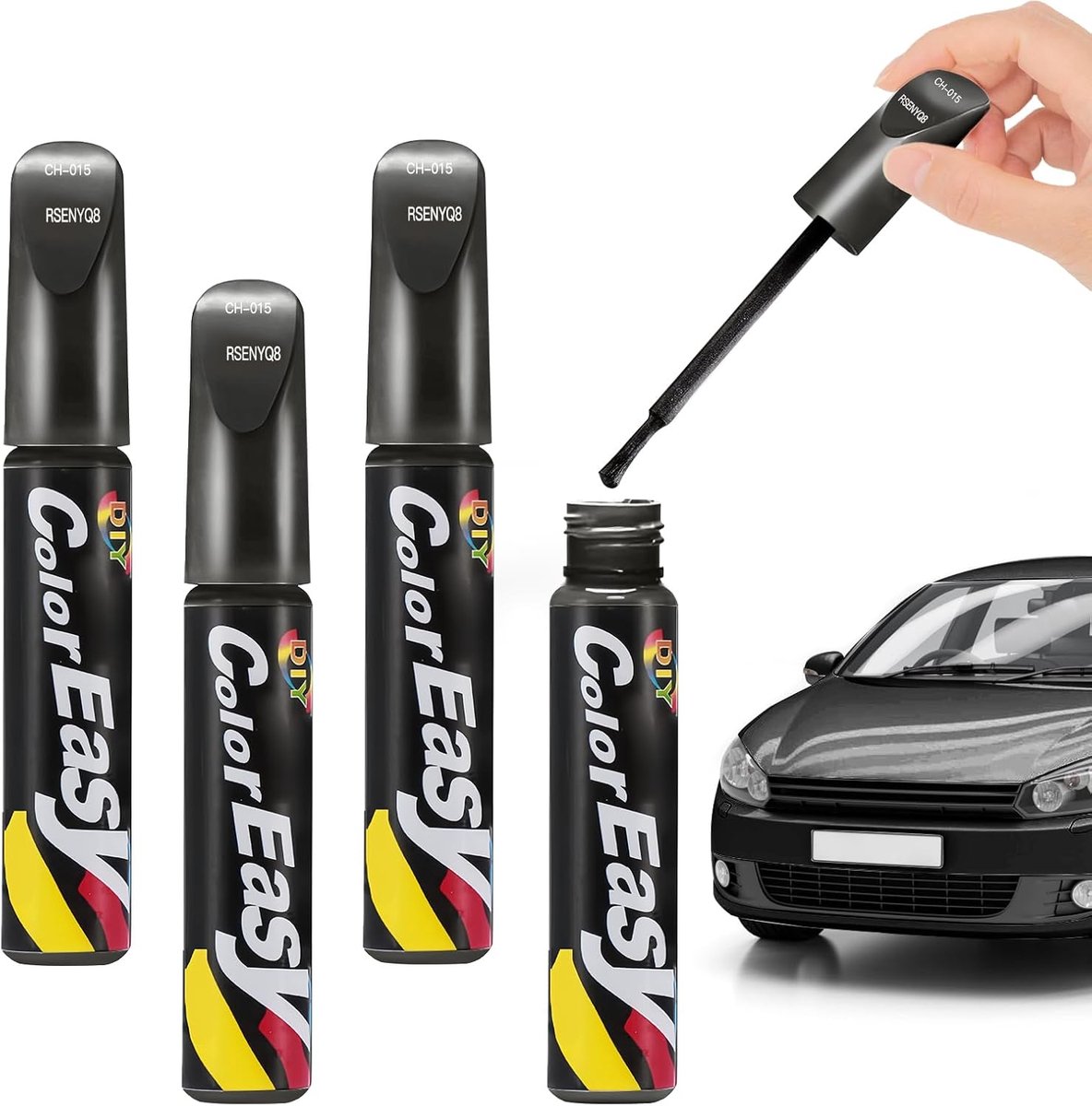 SnelShoppen - 4 Pcs Auto Krassenspray Marker - 12ml Krassen Reparatie Pen voor Auto Krassen Verwijdering - Zwart - Eenvoudig in Gebruik