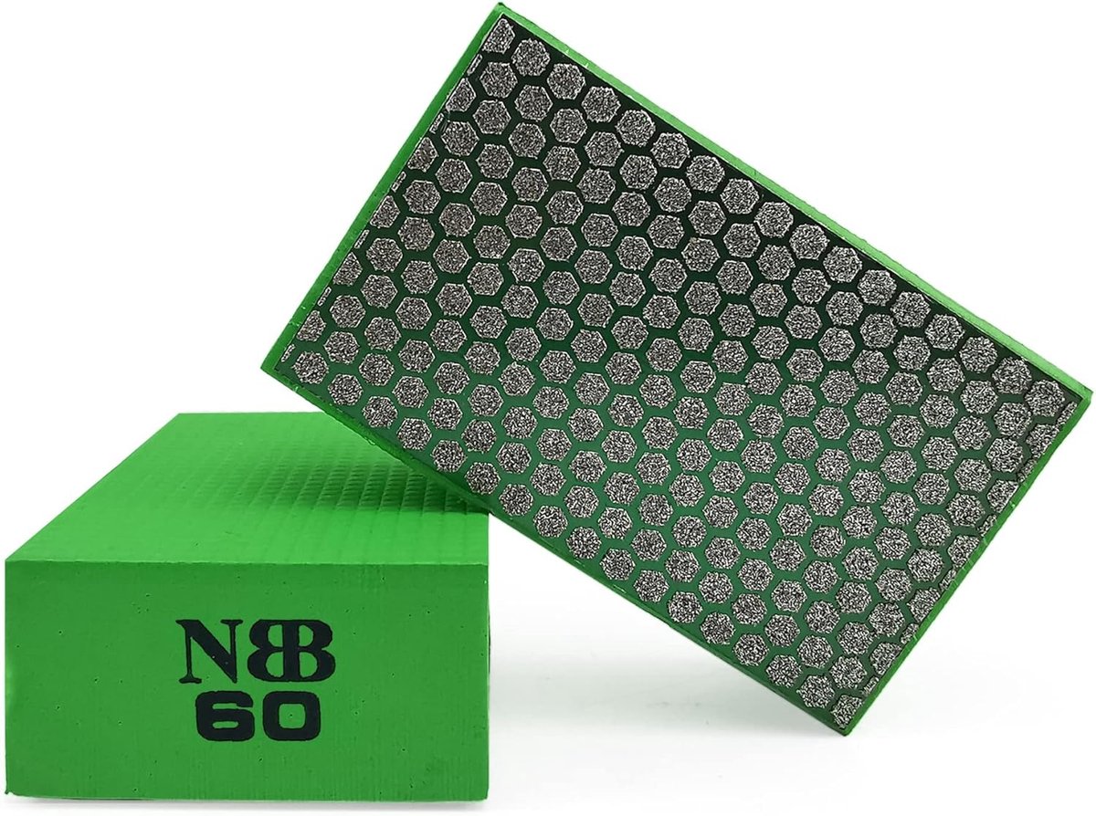SnelShoppen - Diamond Schuurblok voor Handmatig Schuren en Polijsten - 60# Groen Hexagonaal - Voor Graniet, Marmer, Glas, Keramiek, Steen - Ideaal voo