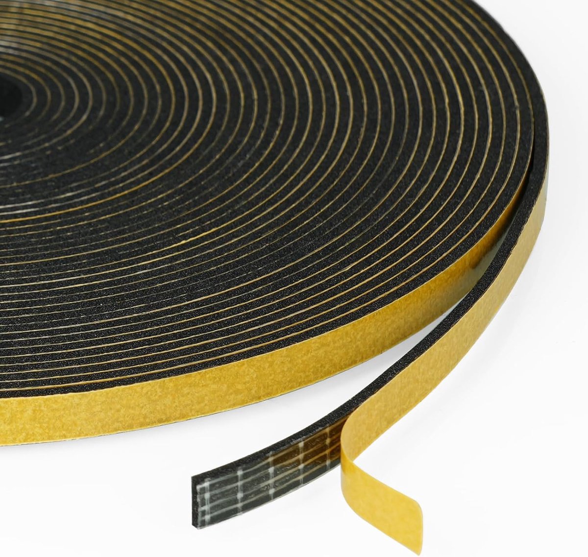 SnelShoppen - Rubber Sealing Tape voor Deuren en Ramen, 6 mm x 1.5 mm, 10 m, Zelfklevende Geluidsisolatie en Weerbestendige Dichting, Zwart