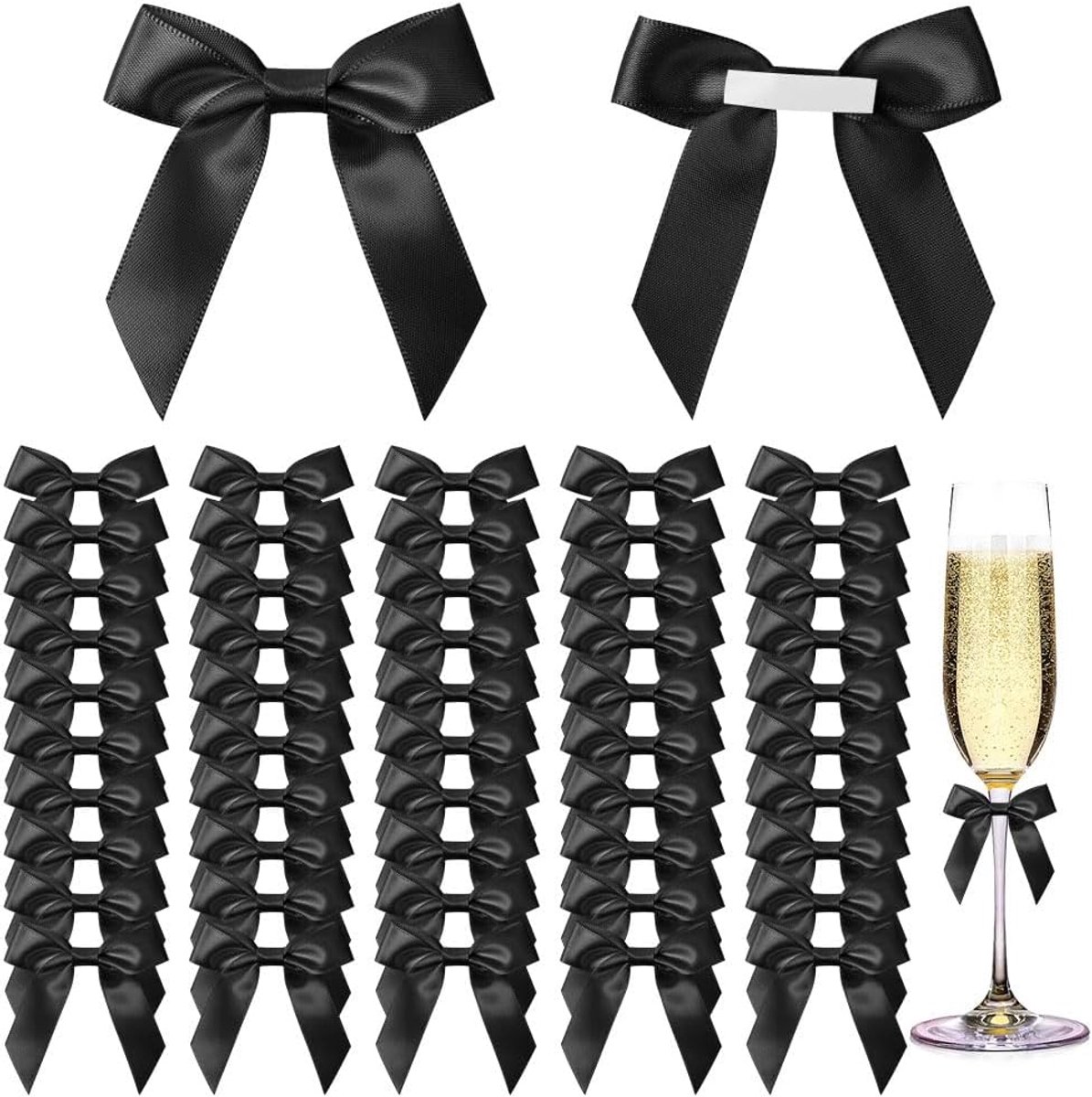 SnelShoppen - 50 Stuks Zelfklevende Satijnen Strikjes 6cm voor Cadeauverpakking, DIY Knutselen, Feestdecoraties, Verjaardag, Bruiloft, Kerst