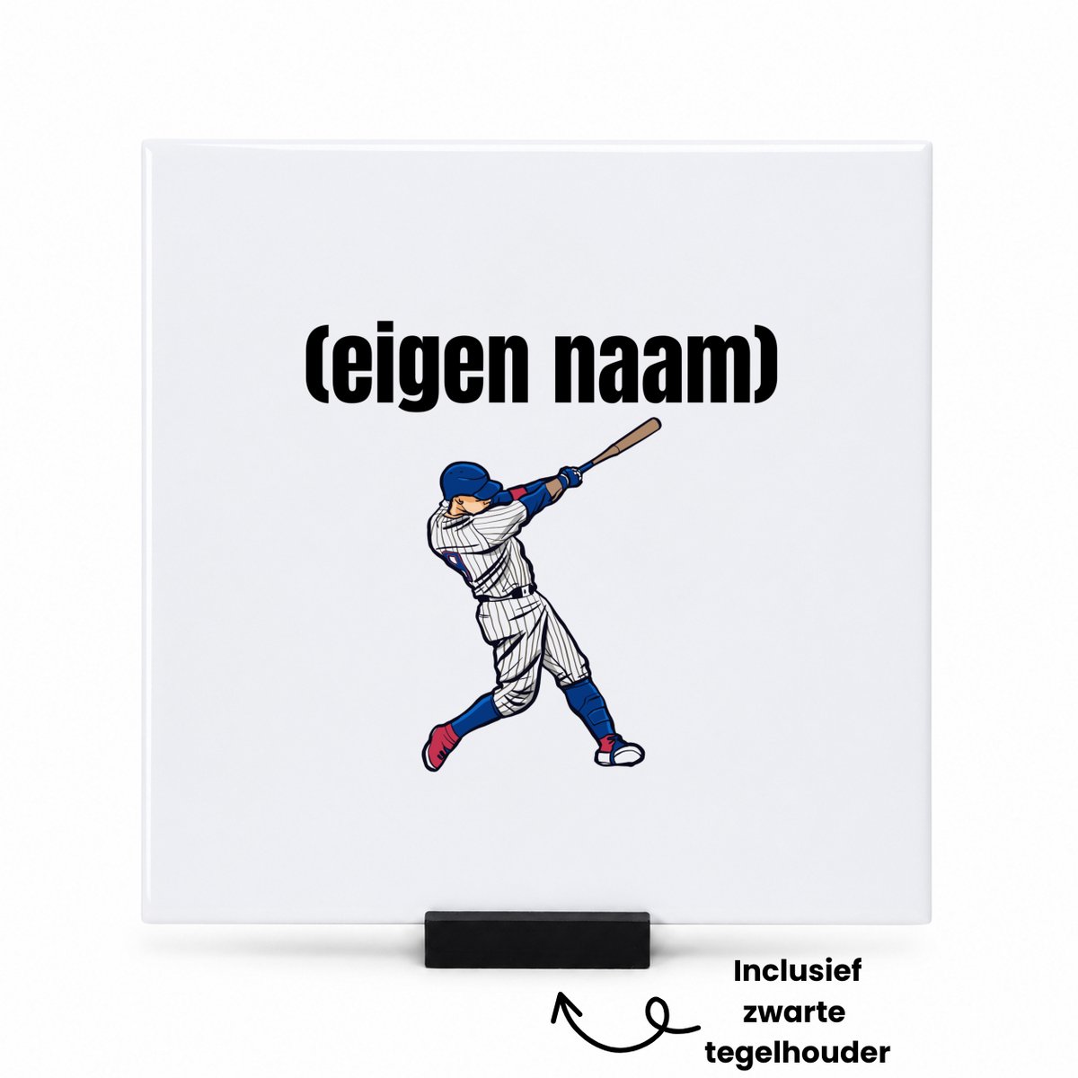 Hacebo honkballer met eigen naam tegeltje met tegelhouder - Honkbal - atleten - tegeltjes met tekst - iemand die houdt van honkbal - verjaardag - cadeau - kado - spreuktegels - 15x15 CM Wit