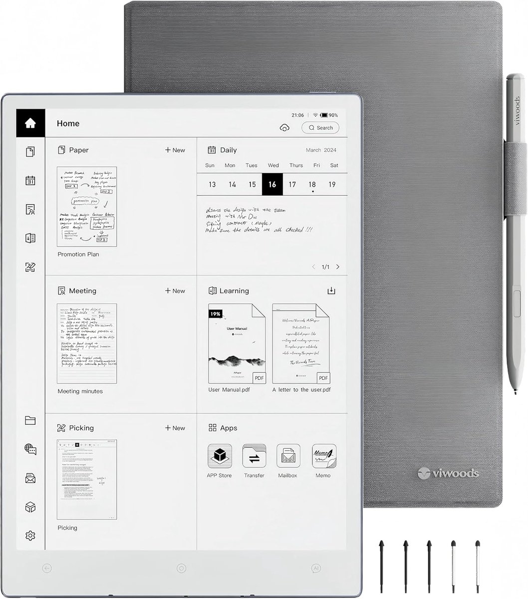 SnelShoppen - 10.65 inch E Ink Tablet, Digitale Notitieboek met Stylus Pro, 128 GB, Lichtgewicht 370 g, Carta 1300 Scherm, Perfect voor Lezen en Schri
