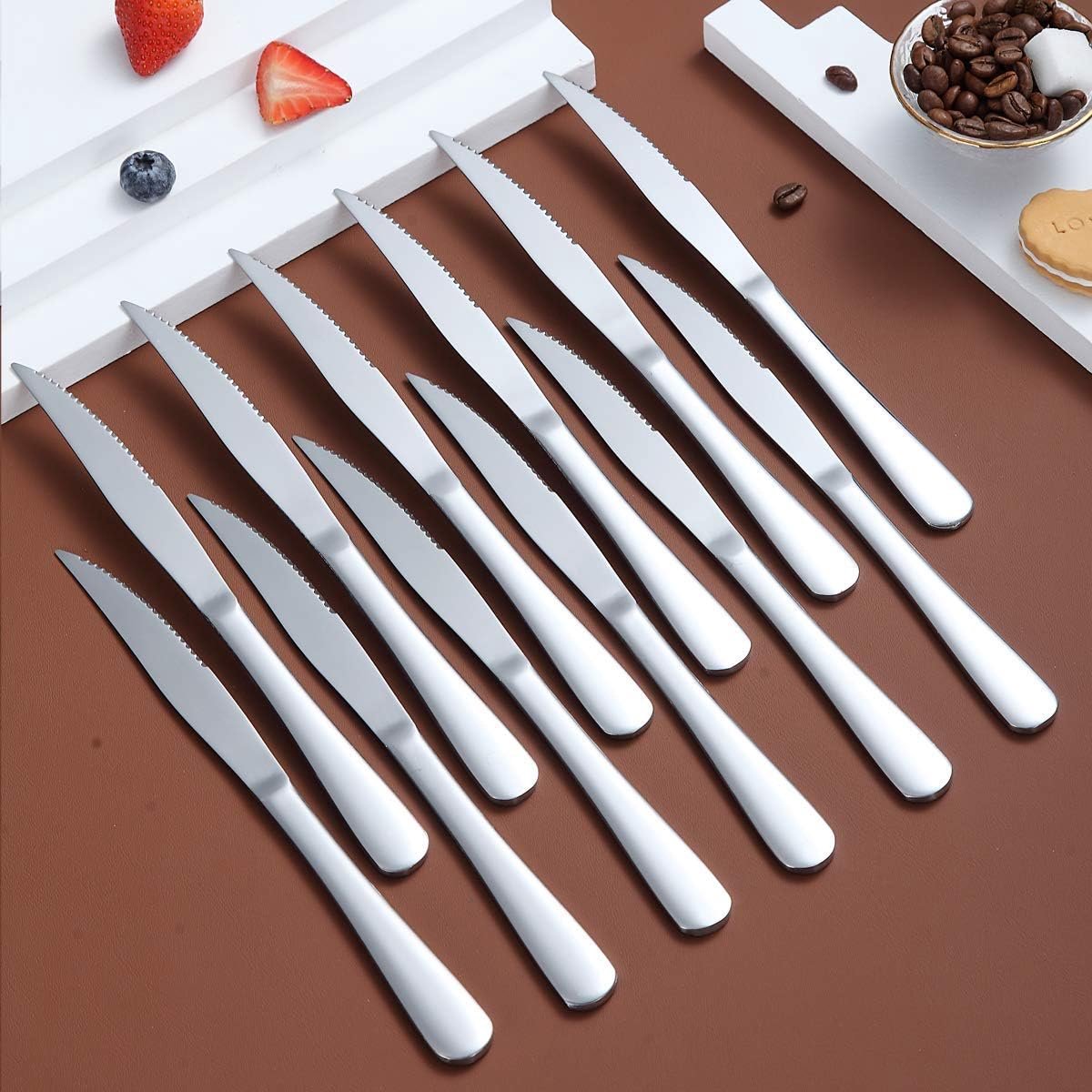 SnelShoppen - Steakmes Set van 8, RVS Snijmes voor Vlees, Sterke en Scherpe Messen, Afwasmachinebestendig, Ideaal voor Diner en Feest