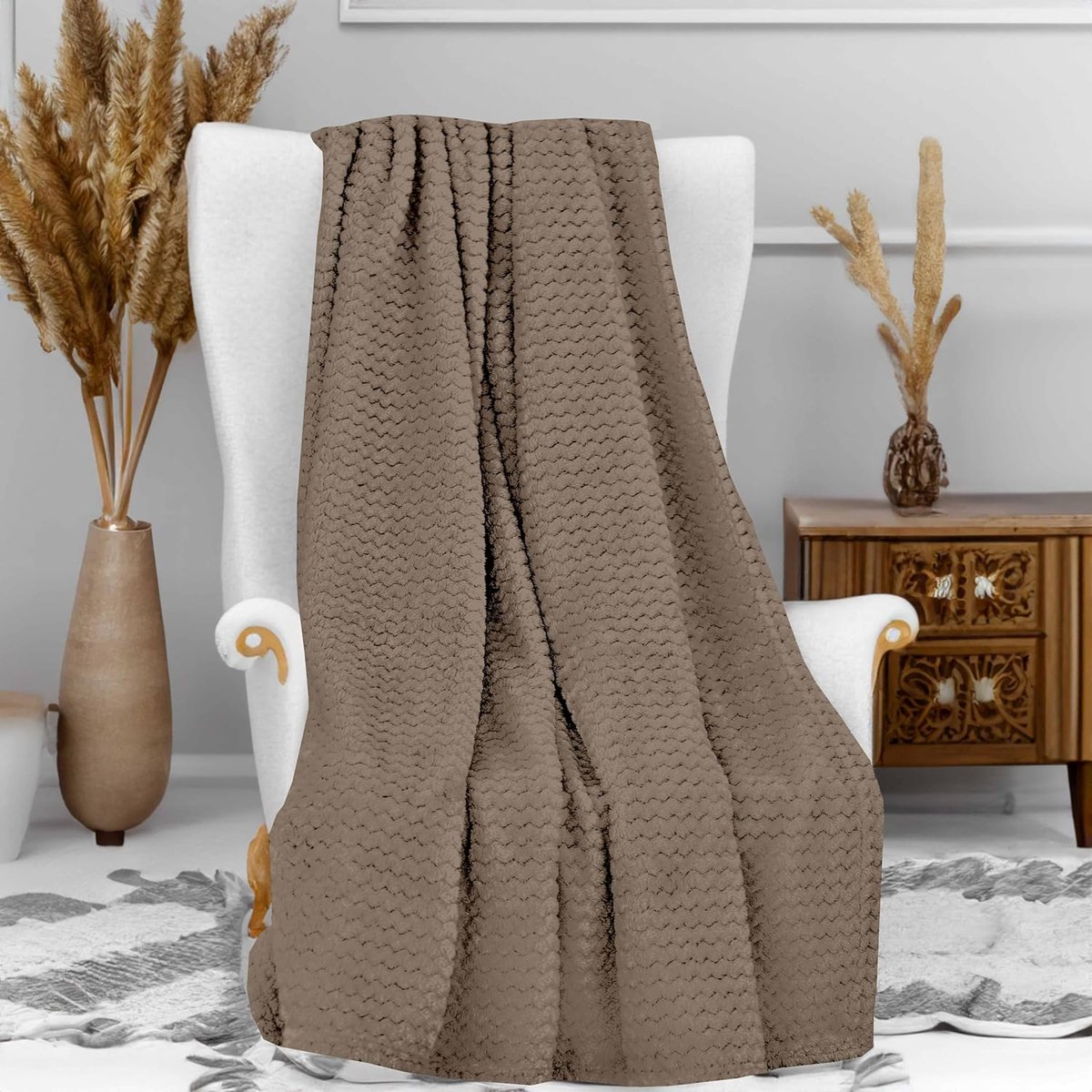 SnelShoppen - COCOONING Microfibre Dekentje, 120 x 160 cm, Taupe, Zacht en Warm, Ideaal voor Thuis, Kamperen, Kinderen en Feestjes