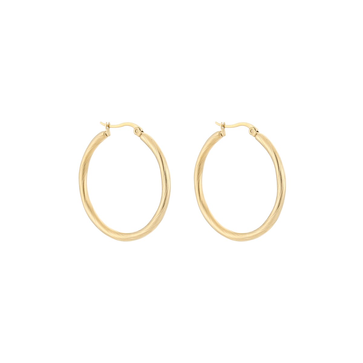 Stainless Steel Gedraaide Oorringen – Elegante & Getextureerde Oorringen - RVS - Goud