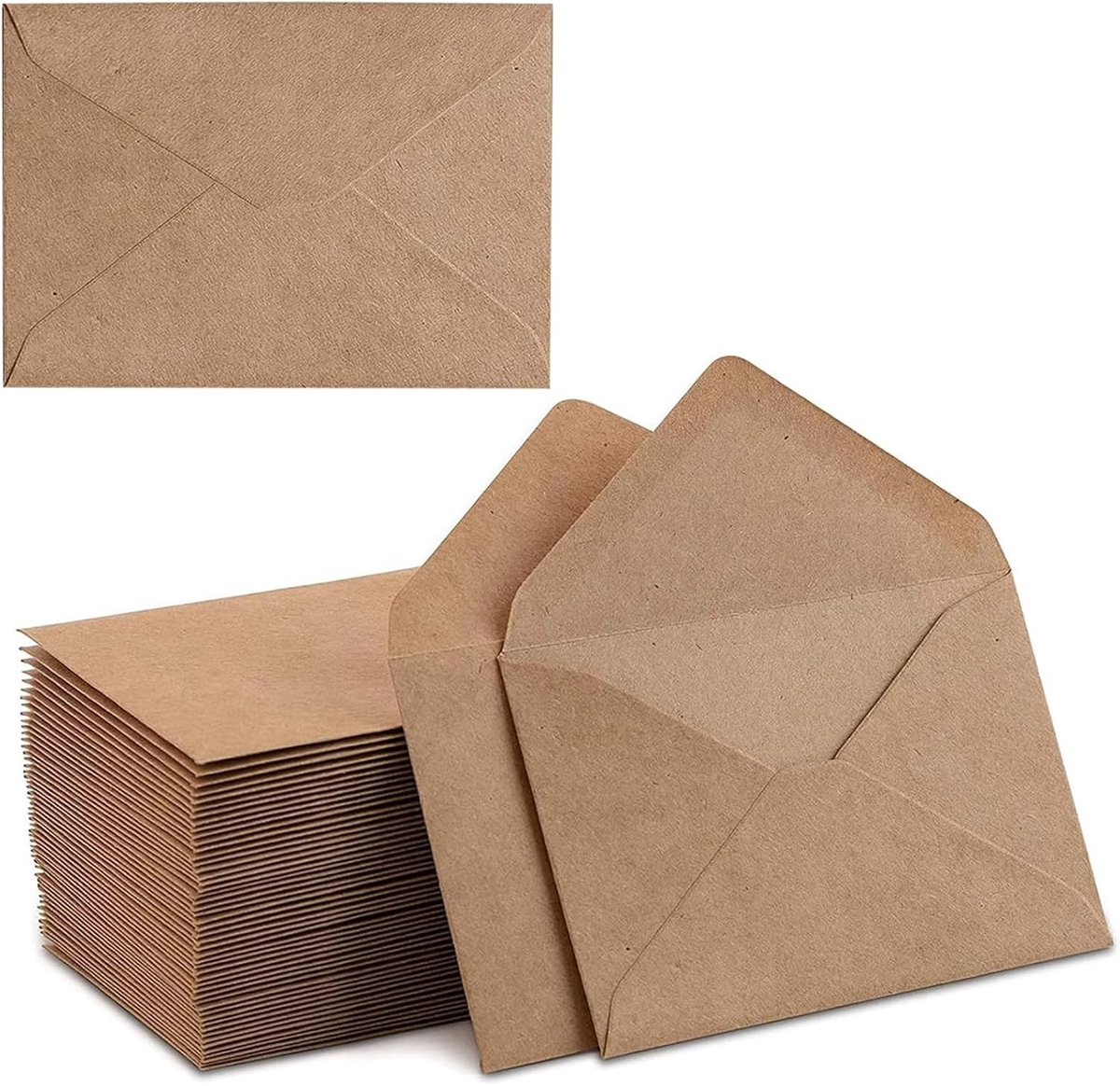 SnelShoppen - 100 Stuks Kraft Papier Enveloppen 13.5 x 18.5 cm - 130gsm Puntflap, Sterke Natlijm, Gerecycled, Bruin voor Uitnodigingen, Verjaardagskaa