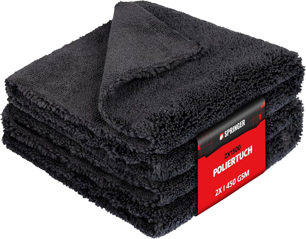 SnelShoppen - Microfibre Doek 40x40 cm - 2-in-1 Auto Reinigingsdoek - Polijsten & Drogen - Lintvrij & Streeploos - 450 GSM - Ultra Zacht & Naadloos