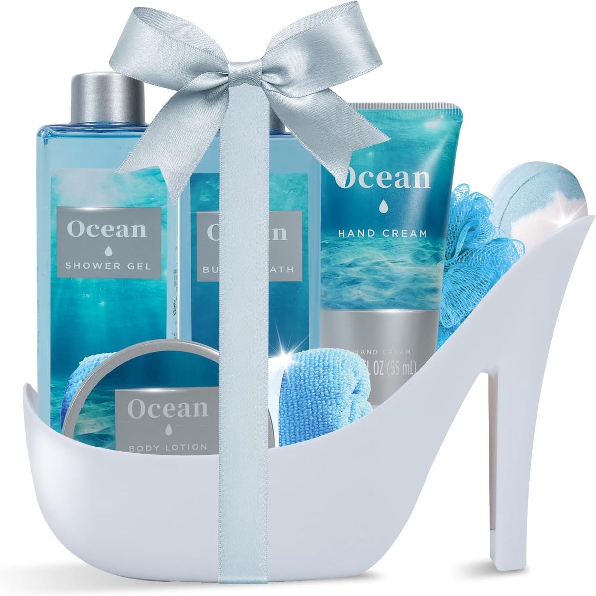 SnelShoppen - Luxe 8-delige Ocean High Heel Gevormde Spa Badsets voor Vrouwen - Perfecte Cadeaus voor Bruiloft, Verjaardag, Moederdag, Valentijn en Ke