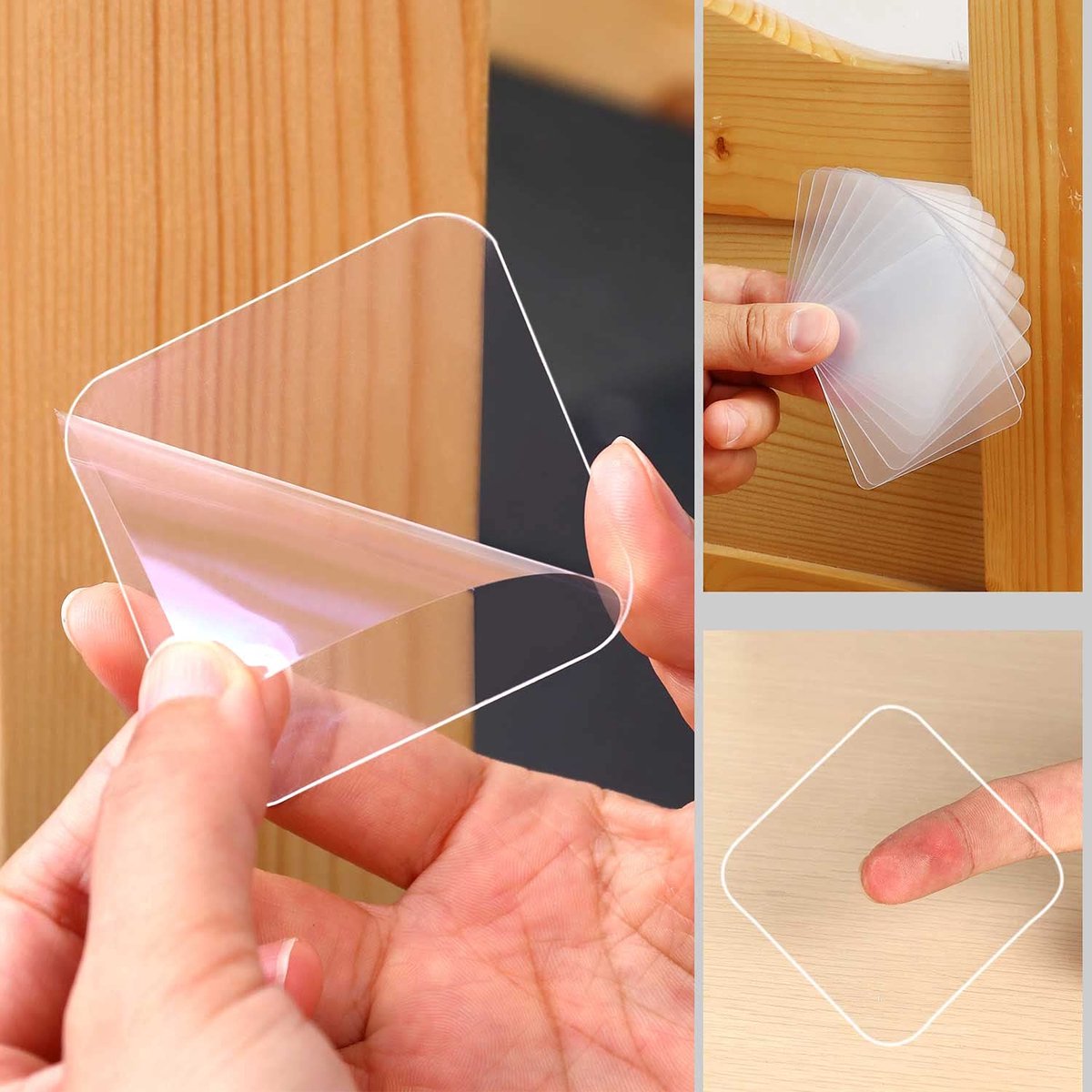 SnelShoppen - Double Sided Self Adhesive Tape 10 PCS - 60mm Transparante Plakpads voor Muren - Sterke Nano Gel Plakband voor Meubels, Keuken, Decorati