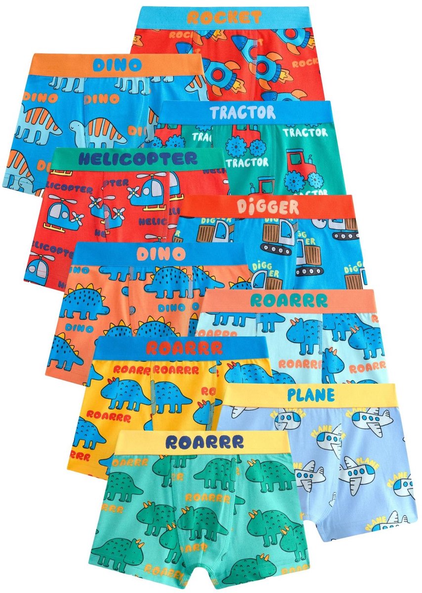 Next - Jongens - Set van 10 boxershorts - Blauw