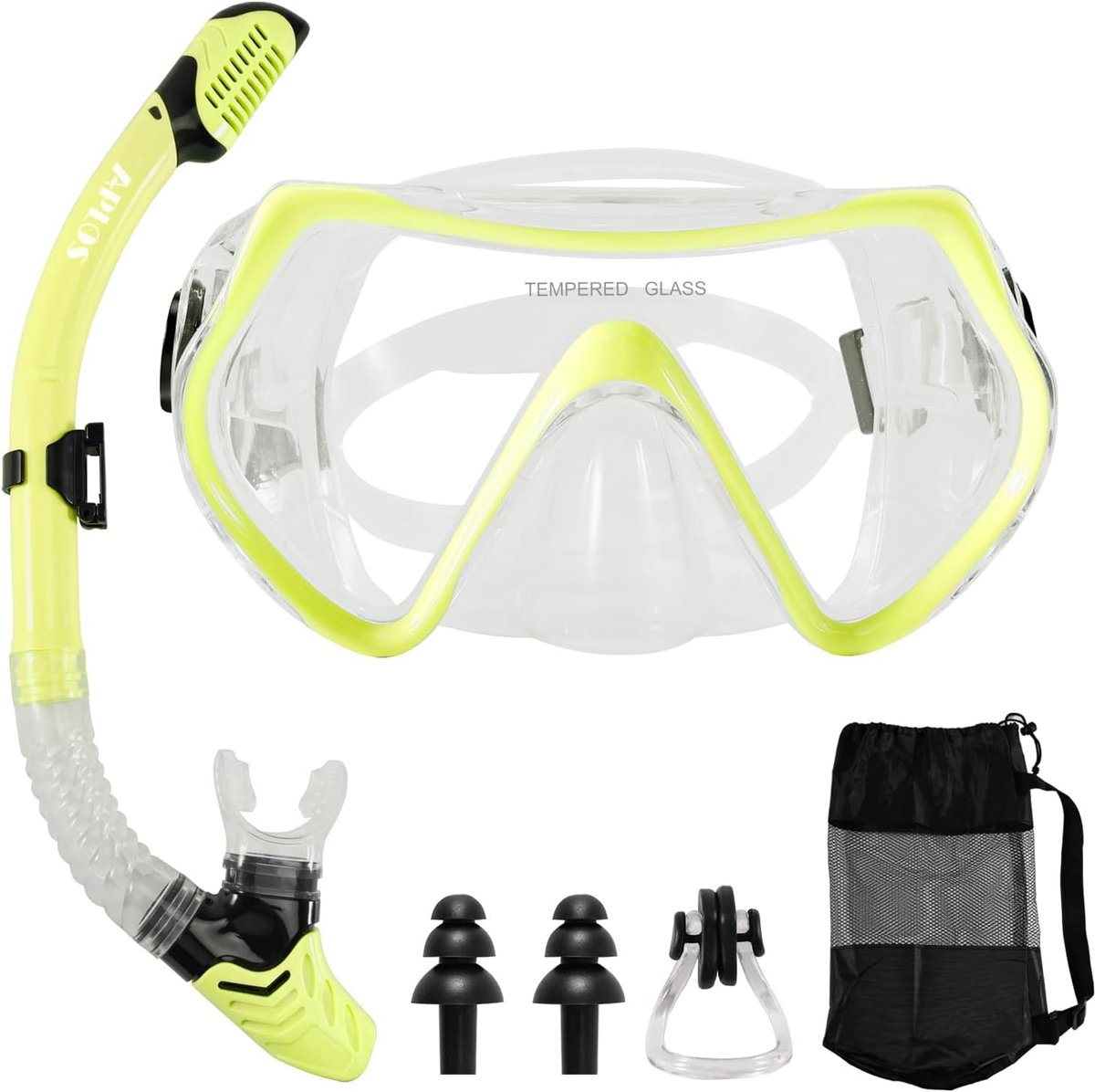 Thijox - Snorkelset Volwassenen met Duikbril en Droge Snorkel, Anti-condens en Anti-lek Snorkelmasker van Gehard Glas, Perfect voor Snorkelen, Zwemmen