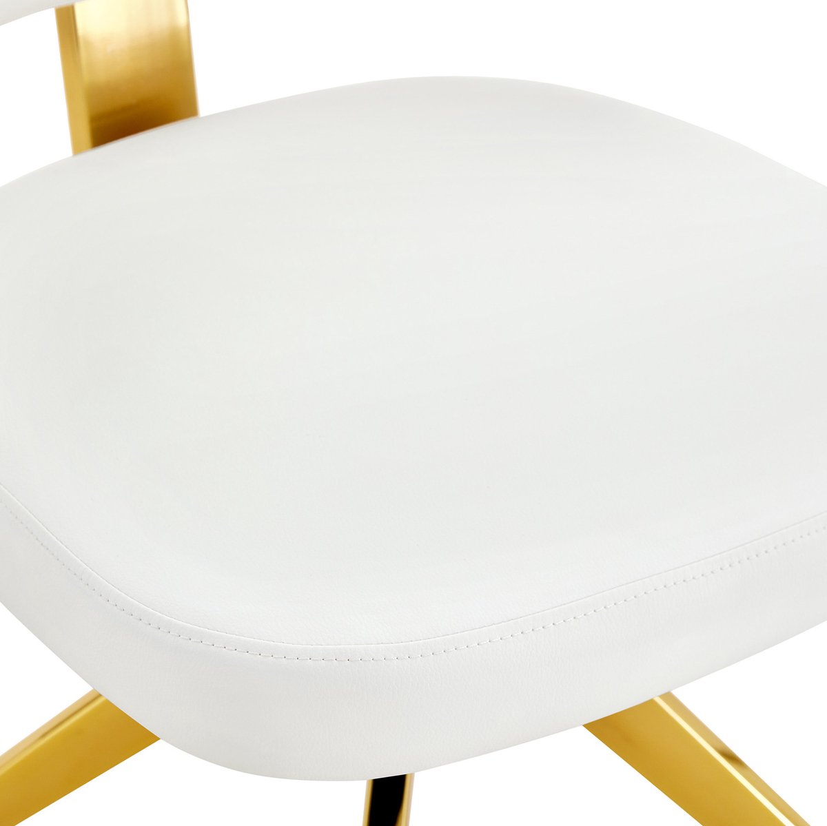 MEUNIQ set van 2 eetkamerstoelen draaibaar 360° met gebogen rugleuning, gewatteerde zitting van kunstleer en metalen 4-poots onderstel, wit