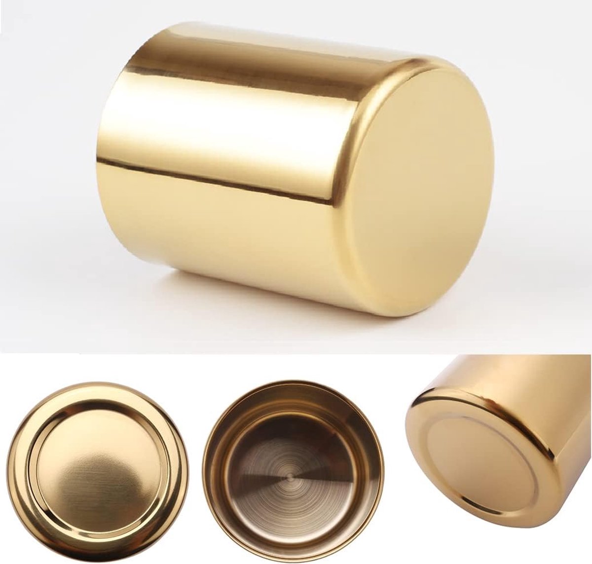 SnelShoppen - 10 x 8cm Gouden Bloemenvaas Penhouder - Desktop Organizer voor Thuis & Kantoor - Cylinder Vorm - Elegant en Stijlvol voor Bloemen, Penne