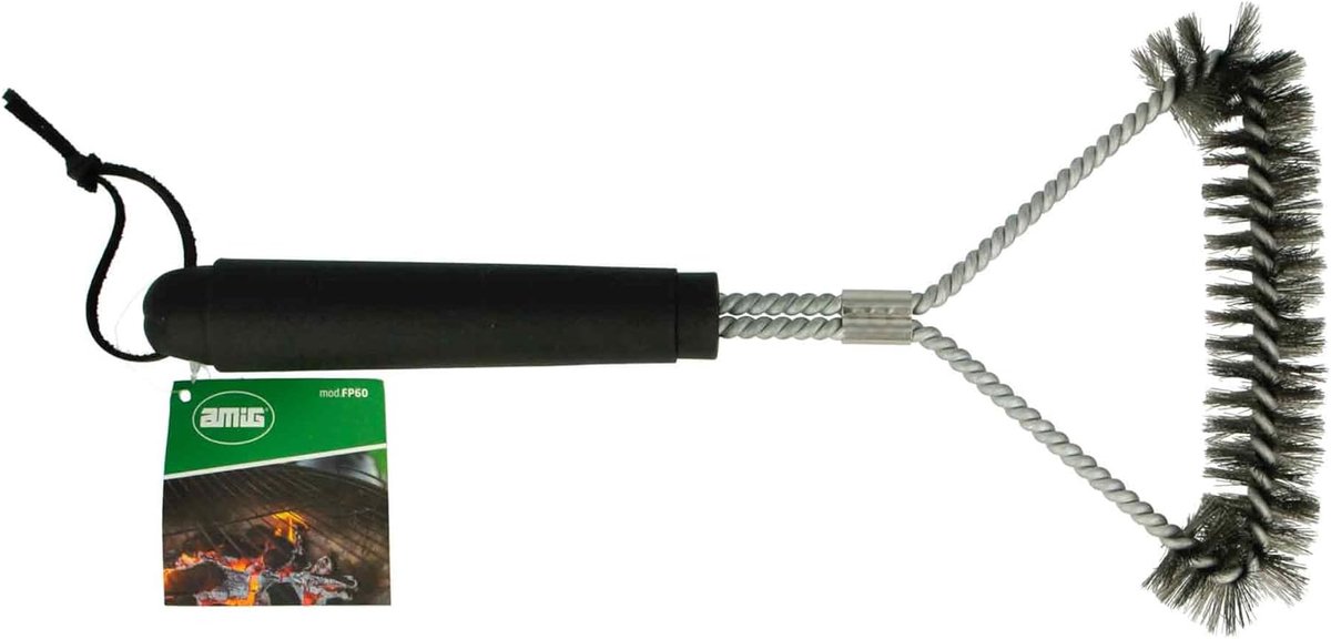 SnelShoppen - Fireplus Barbecue Borstel - RVS Grillreinigingsaccessoire - 30.5 cm Ergonomisch voor Gas, Houtskool en Elektrische Barbecues - Ideaal vo