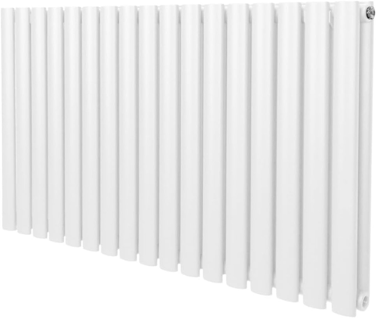 SnelShoppen - Oval Column Radiator 600mm x 1020mm Modern Designer Dubbel Paneel Centrale Verwarming Heater Wit Carbon Staal Horizontaal Voor Keuken &