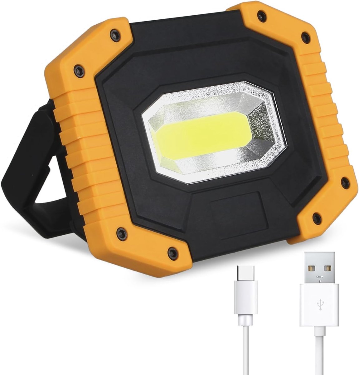 SnelShoppen - Oplaadbare LED Bouwlamp 30W 2000LM Draagbare Bouwverlichting met USB, 3 Modi voor Camping, Bouwplaats, Garage, Werkplaats, Energiebespar