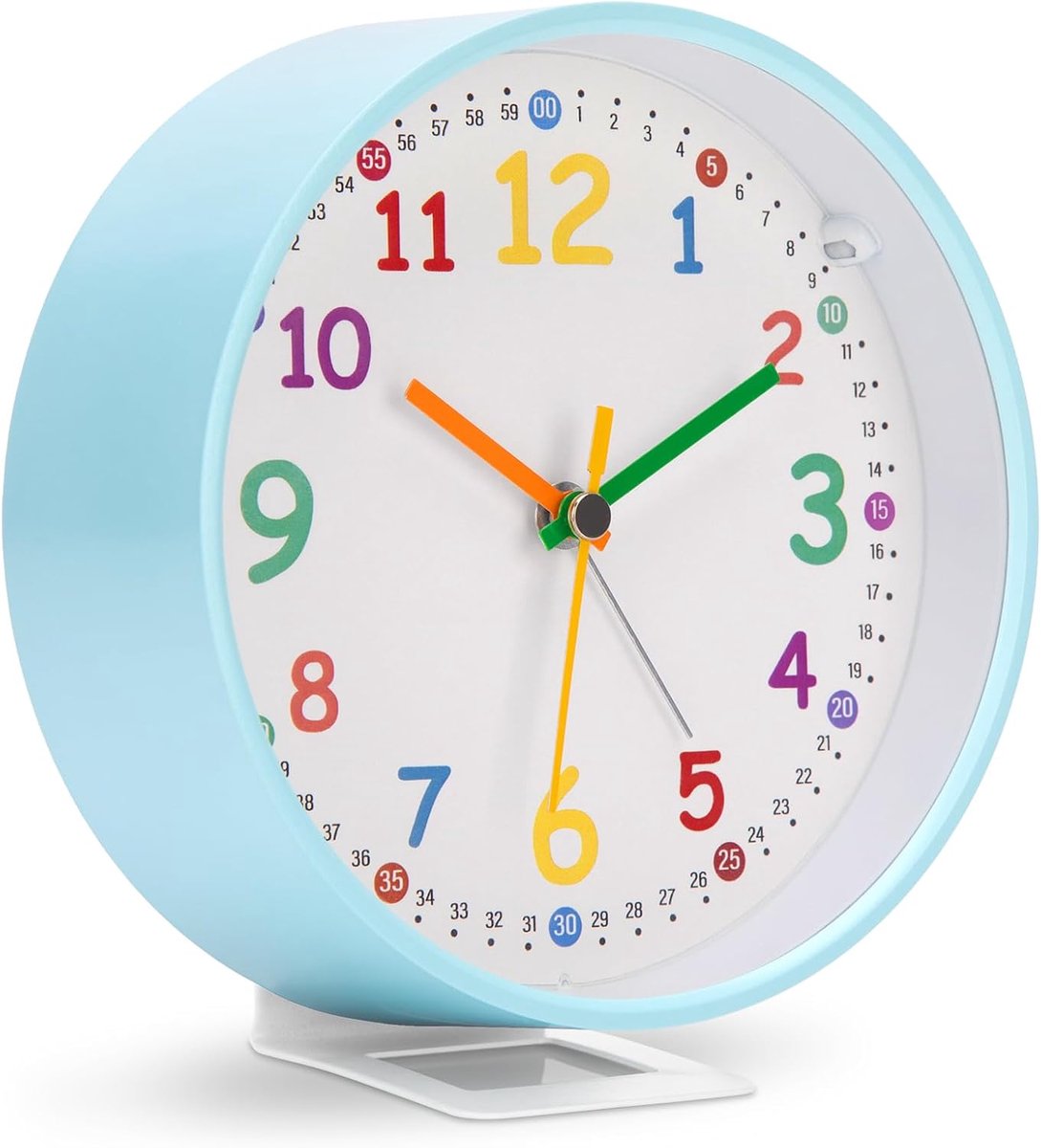 SnelShoppen - VIVILINEN Educatieve Alarmklok voor Kinderen - Dag/Nacht Leerklok met Nachtlampje - Stille Analoge Klok voor Meisjes en Jongens - Blauw