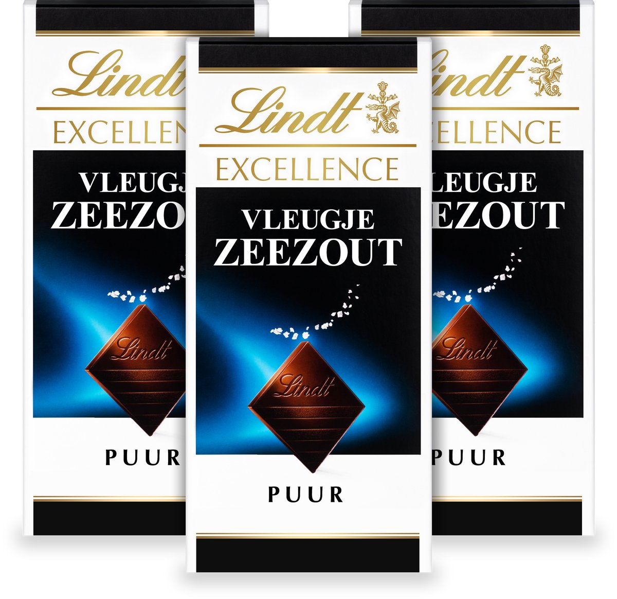 Lindt EXCELLENCE Chocolade Reep Puur - Zeezout Pure Chocolade - 100g per reep - 3-pack