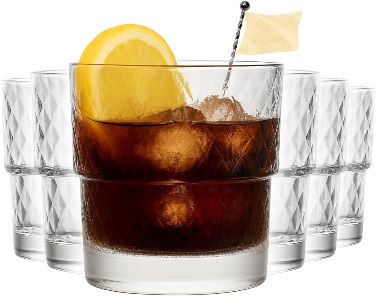 SnelShoppen - Tumbler Glas Set 'Iceland' - 6 x 340 ml - Robuuste Water- en Whiskyglazen - Kristalhelder, Vaatwasmachinebestendig, Perfect voor Feest e
