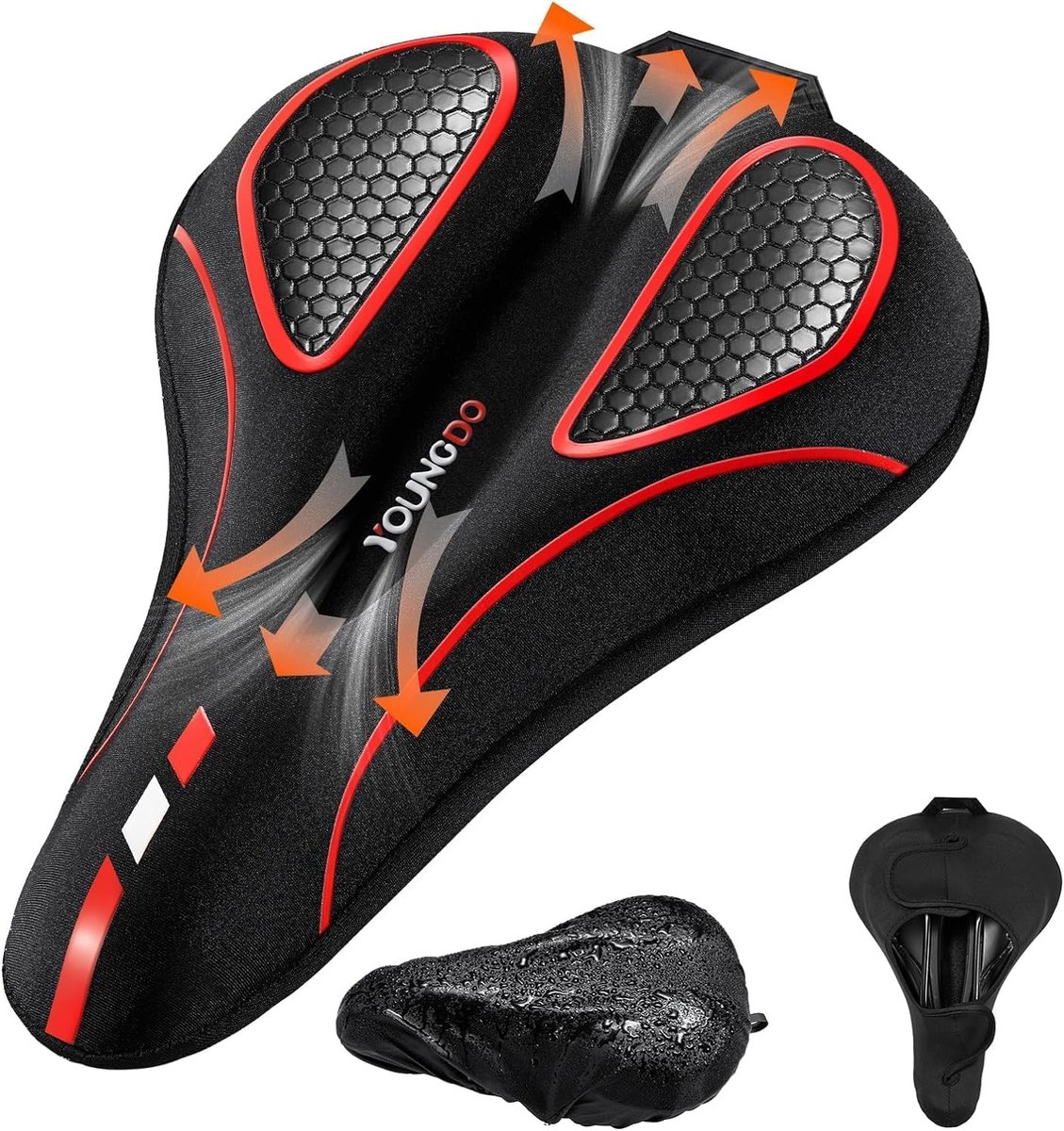 SnelShoppen - Gel Fiets Zadelhoes - Comfortabele en Zachte Zadelcover - Waterdicht en Stofdicht - Geschikt voor Smalle en Brede Fietszadels - 30x19 cm