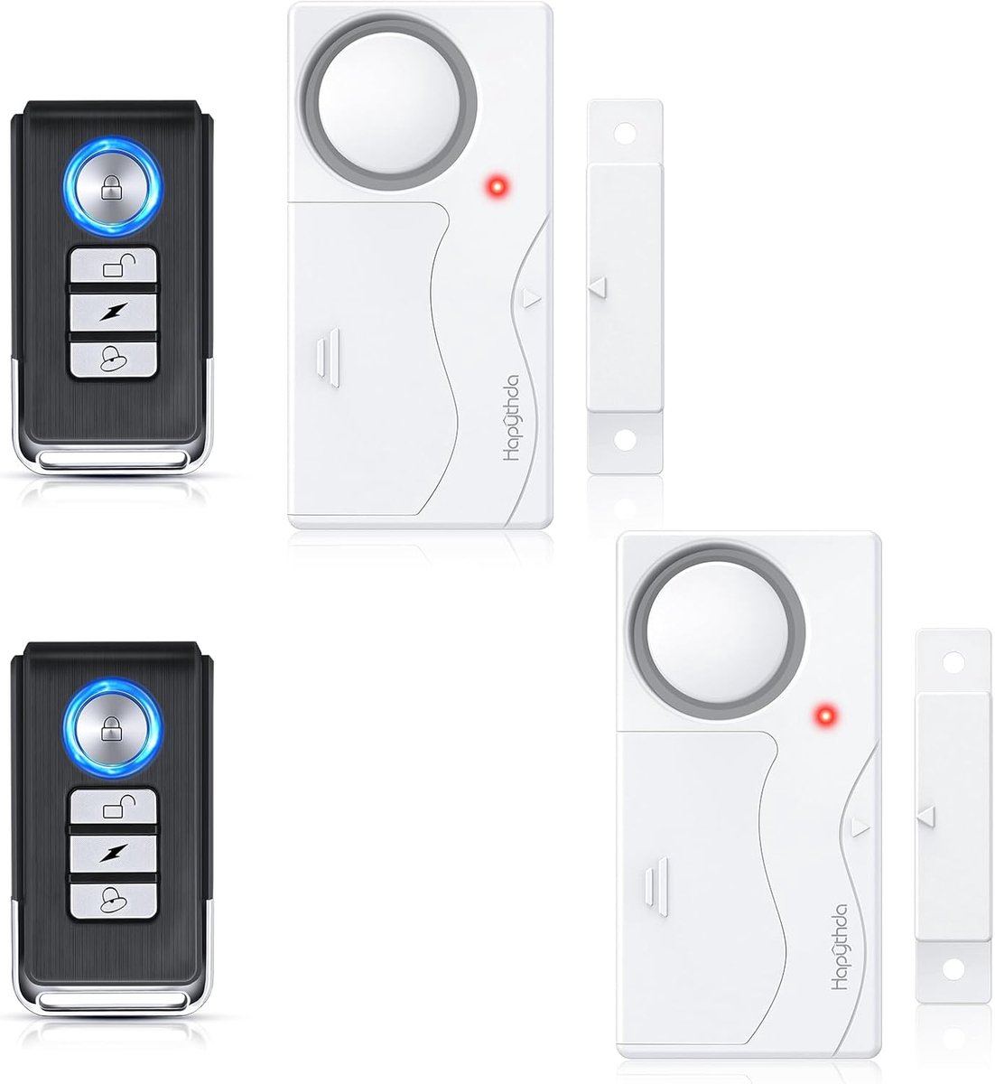 SnelShoppen - Set van 2 Deuralarmen 108 dB met Afstandsbediening, Waterdichte Vibration Alarm voor Deuren, Ramen en Garage, Eenvoudige Plakmontage, In