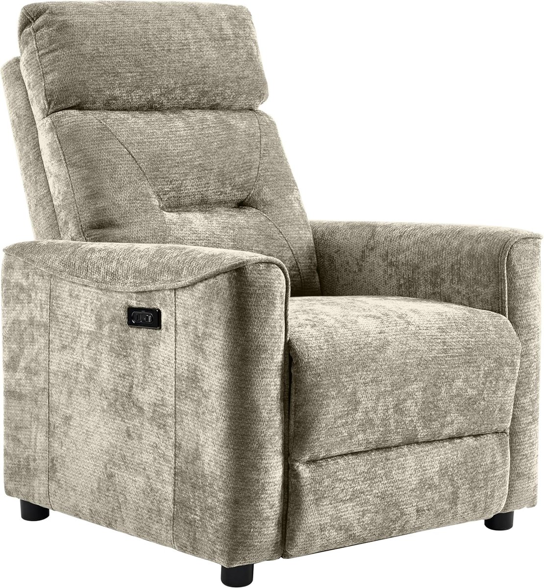 SnelShoppen - Casa Collection Relax Beatrix fauteuil 1 motor - Donkerbeige stof - Comfortabele relaxstoel voor woonkamer, slaapkamer, of thuiskantoor