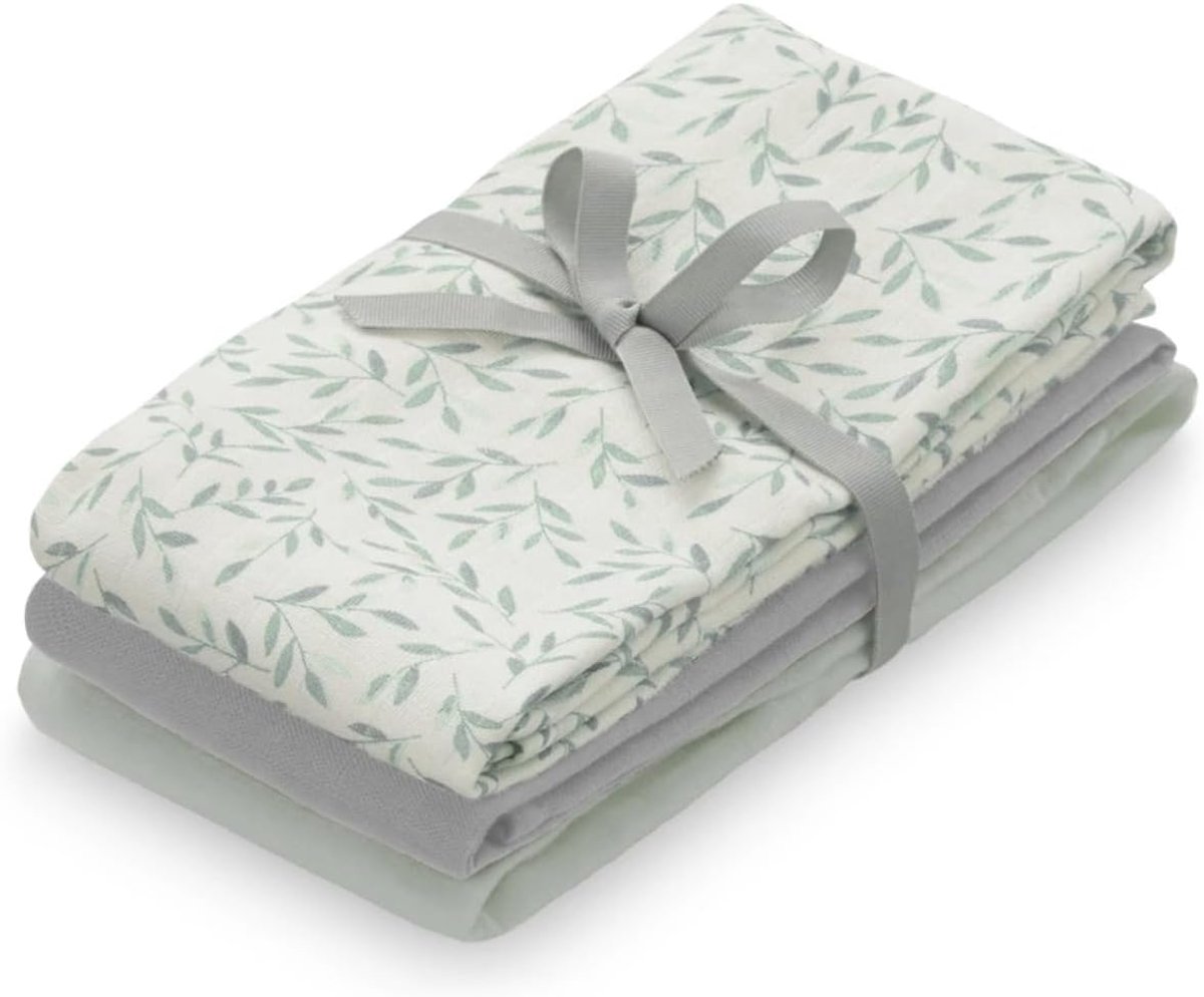 SnelShoppen - Hydrofiele Doeken Set van 3 Stuks - 70 x 70 cm - Mix Groen Bladeren - Ideaal voor Baby's, Keuken, Badkamer en Verzorging