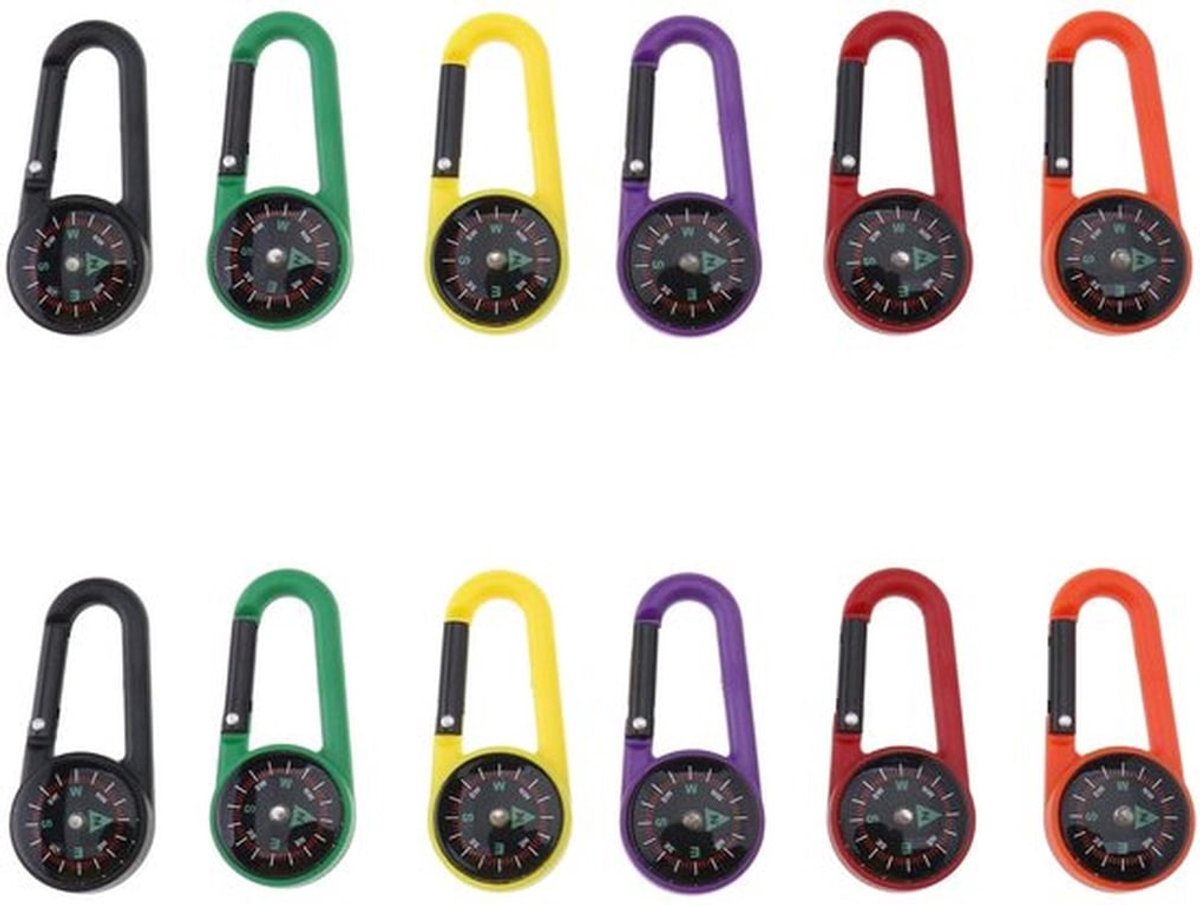 12Pcs Carabiner Kompas Clip Buiten Zelfsluitend Wandelen Kamperen Sleutelhanger Multikleur