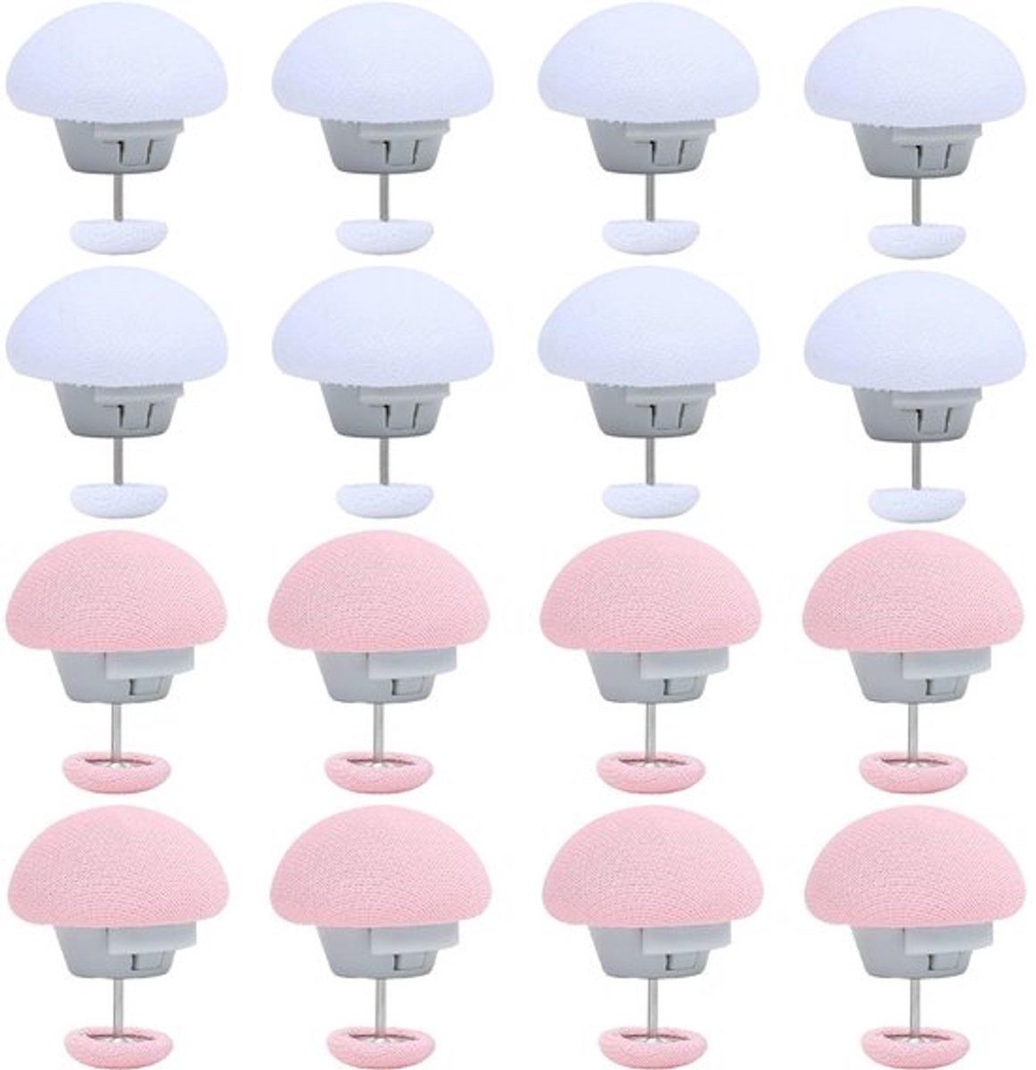 12 stuks paddenstoel cover clips, die gebruikt kunnen worden voor het vastzetten van dekbedklemmen, dekbed fixatie scharen, voor het beveiligen van de positie van dekbedden en lakens (roze, wit)