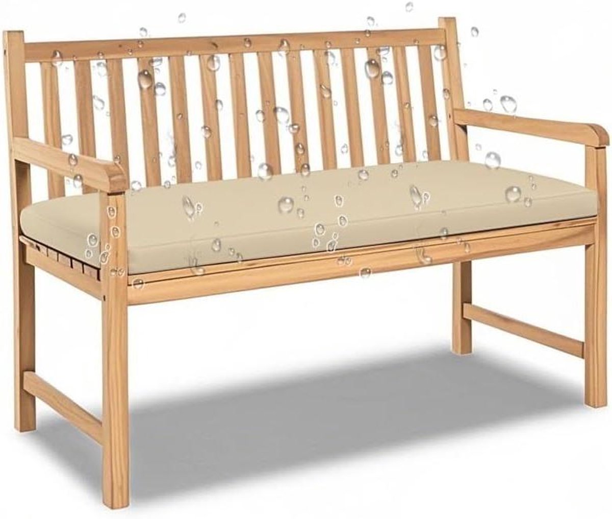 Bankkussen Waterdicht - Terrasstoelkussen - Buiten Zitten - Antislip & Verwijderbaar - 61 x 60 cm - Beige Wit