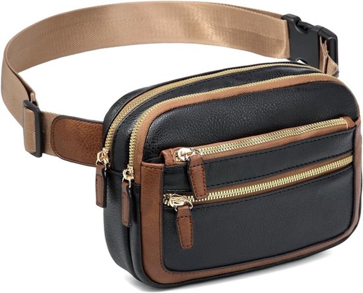 Leren heuptas voor dames, herenheuptas met multifunctioneel vak, crossbody heuptas voor dames, modieuze heuptas met verstelbare banden, crossbody tas, reistas, borsttas