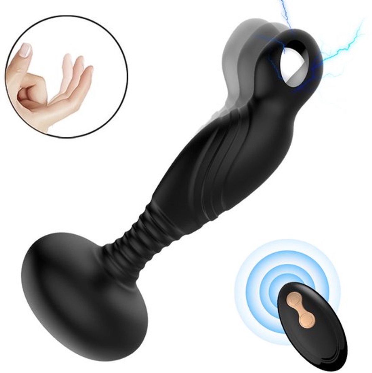 Elektrische schok anale plug, mannelijke anale vibrator, seksspeeltje met 3 elektrische schokken en 10 draaiingen, roterende vibratiemodus, prostaatmassager met afstandsbediening, mannelijk anaal plug speeltje, geschikt voor lesbiennes