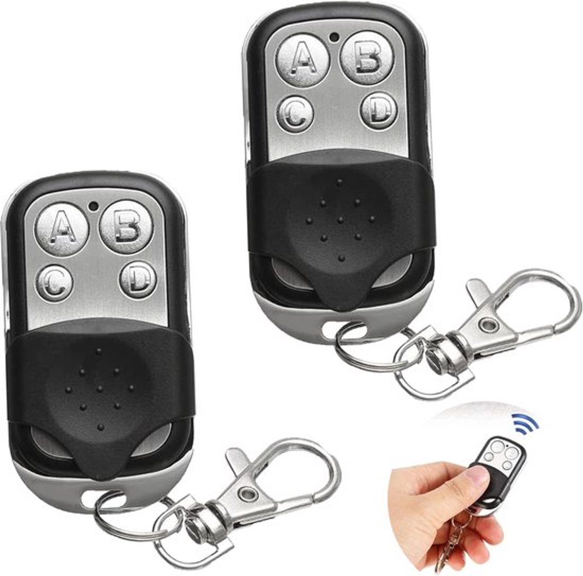 Afstandsbediening 433 MHz - Garagedeuropener Afstandsbediening - Handzender - Metalen garagedeurafstandsbediening met vier knoppen - Universele garagedeurafstandsbediening - Werkt met De meeste fabrikanten van gadgets, auto's, huis en garage