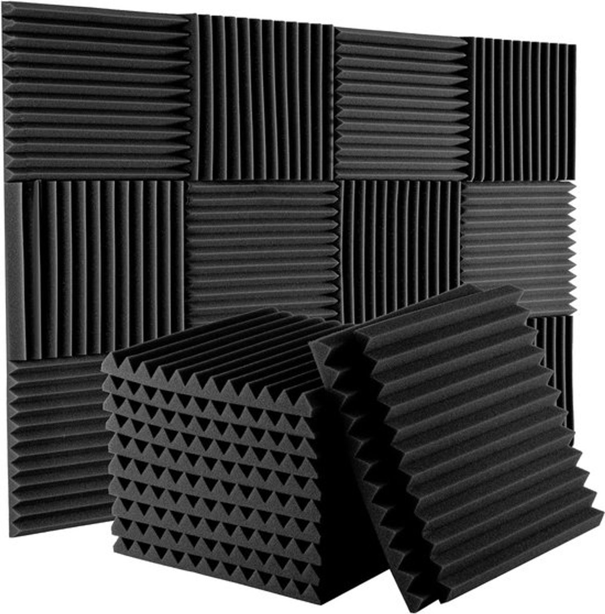 Akoestische Panelen - 12 stuks - Akoestische wanddecoratie - Wandpanelen - Geluidsisolatie Zelfklevend - Kamerdecoratie - Geluidsisolatie - akoestische panelen - 30 x 30 x 2.5 cm - voor geluidsstudio - muurdecoratie