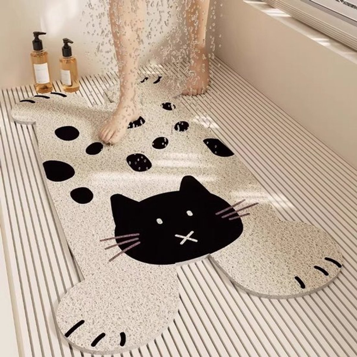 Badmat absorberend badmat cartoon patroon mat cartoon badkamer antislipmat - witte kat