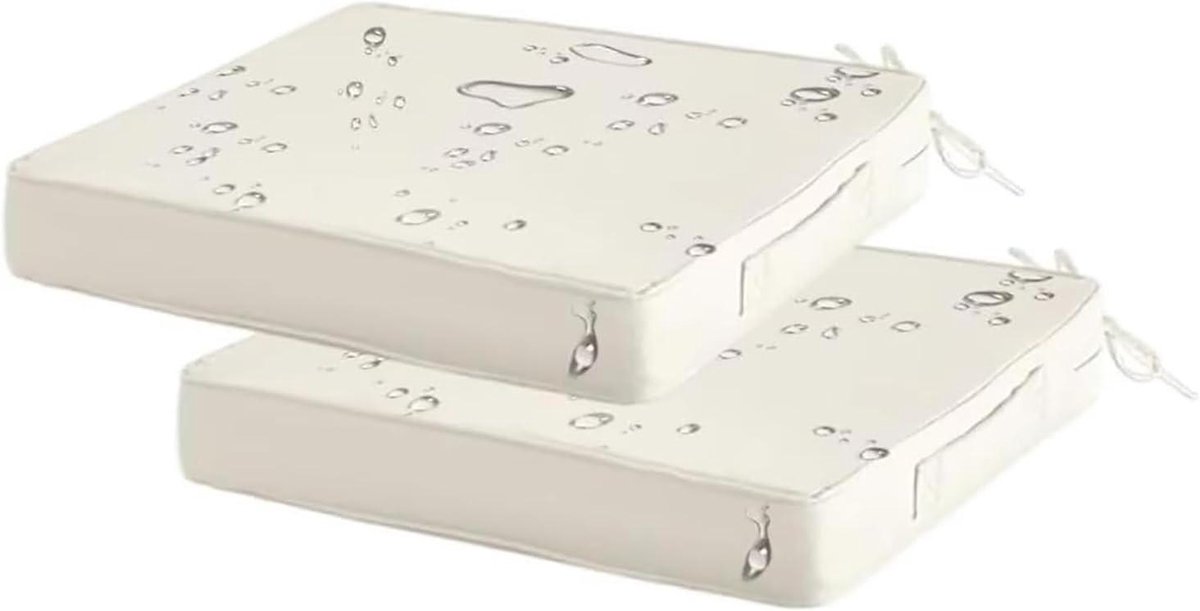 Stoelkussens Set - Buiten Kussens - Comfortabel Zitten - Dubbele Waterdichte Laag - 25x25x3 inch - Beige Wit