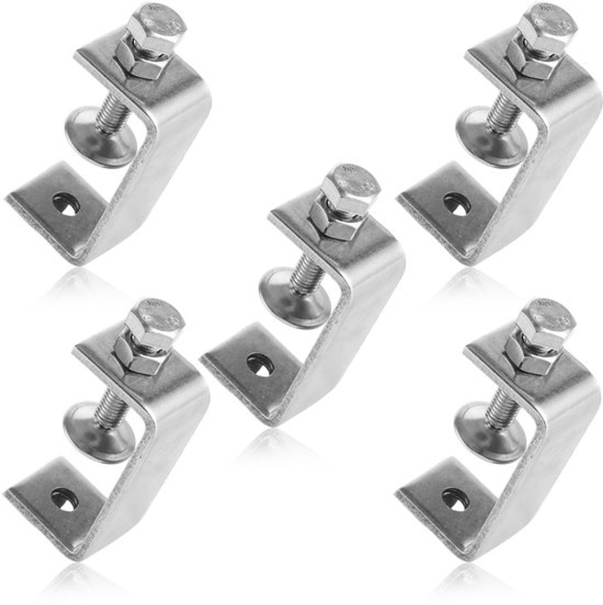 5 stuks C-klemmen, 304 roestvrij staal, C-klemmen, bekopening, 65 mm, verstelbaar klembereik is 0-60 mm, zware draagklem voor doe-het-zelf, houtbewerking, lassen