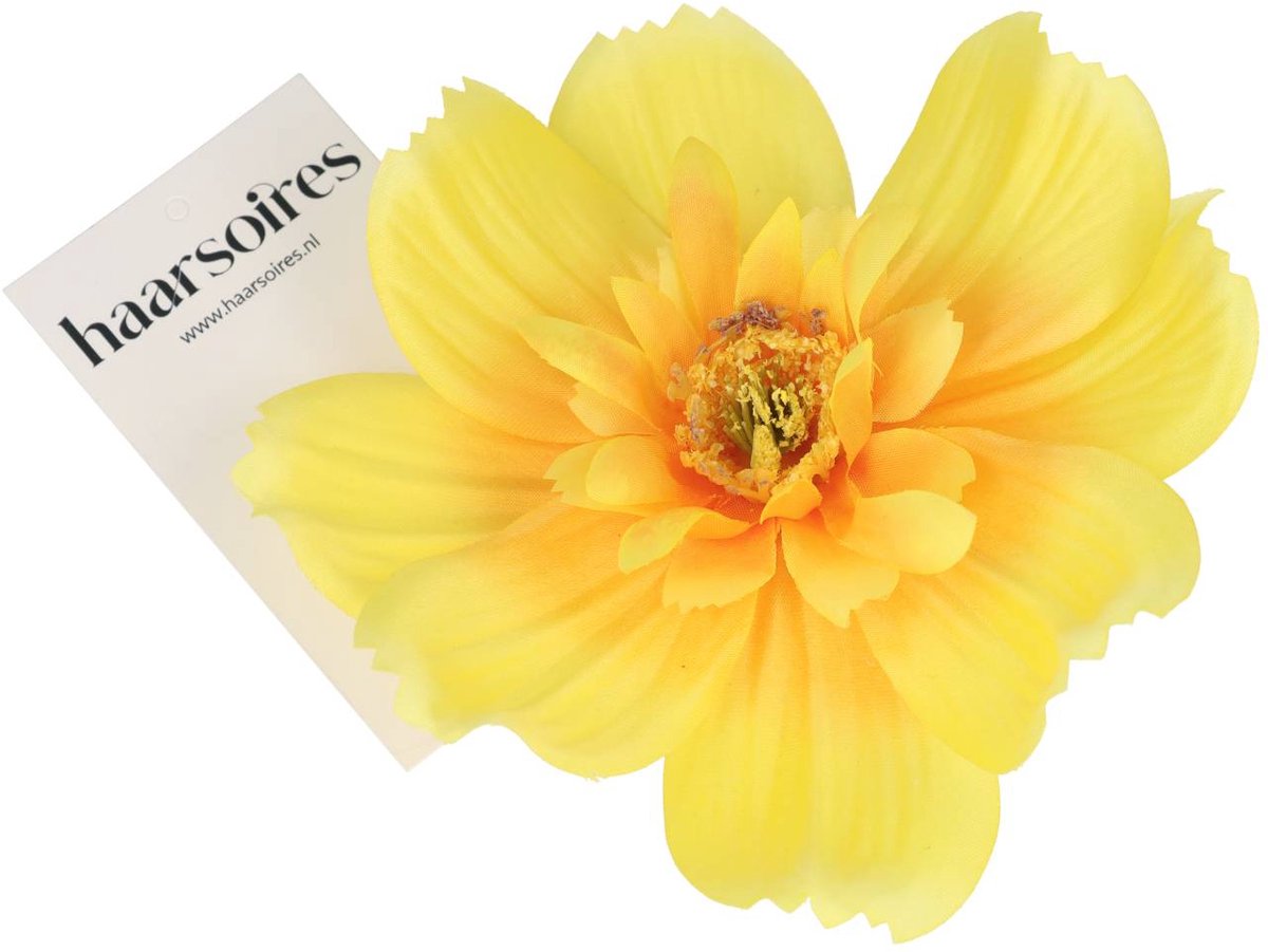 Haarsoires Haarspeld Duckklem 12cm – Haarbloem - Geel - Sterke Haarclip voor Styling & Dagelijks Gebruik - Hair Clip - Decoratieve Haaraccessoire