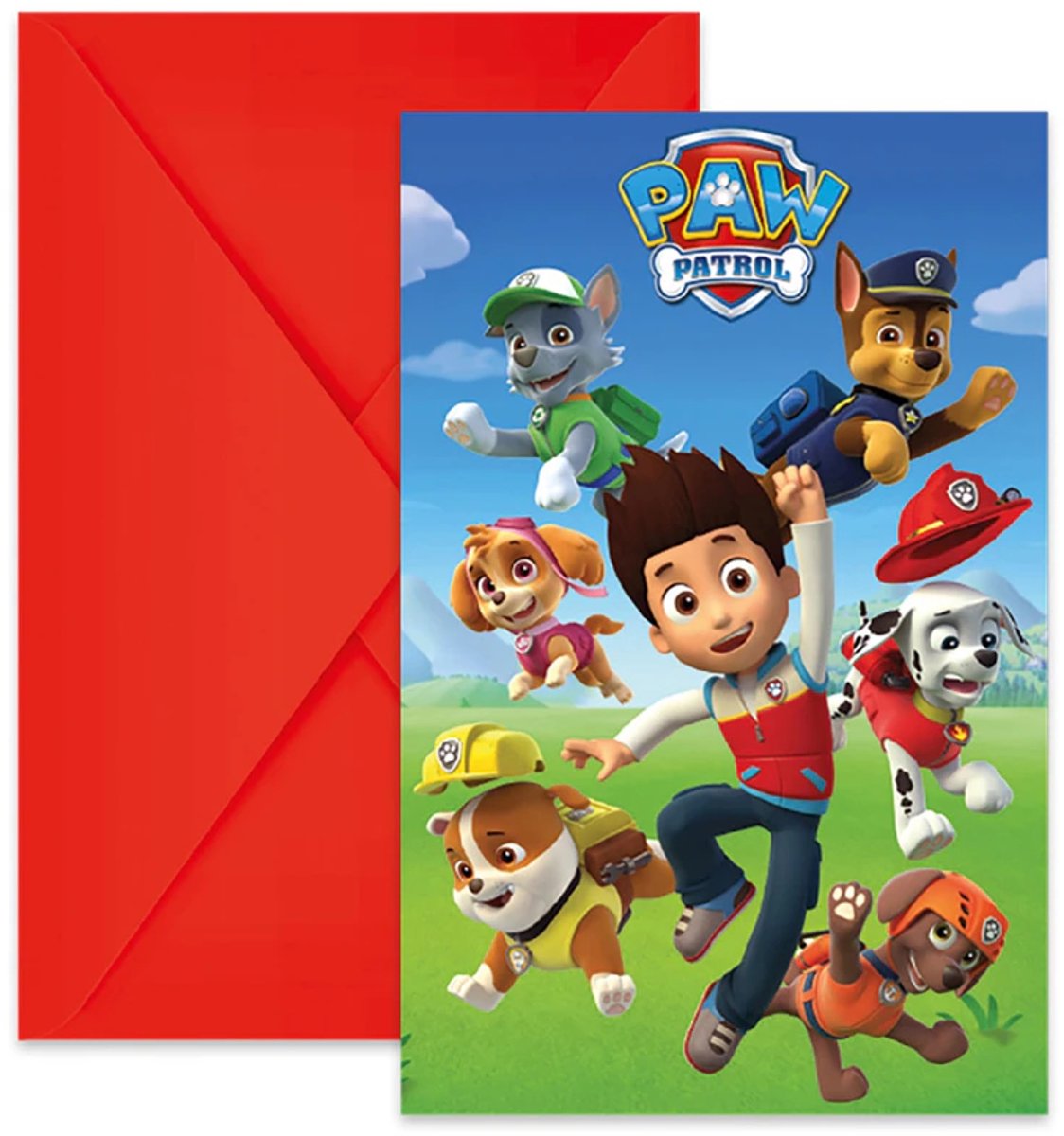 Uitnodiging kinderfeestje - Paw Patrol - Uitnodiging feestje - Uitnodigingskaarten set 6 stuks met enveloppen