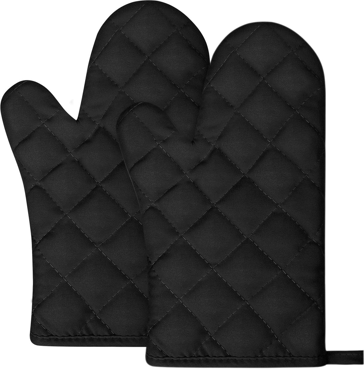 SnelShoppen - Hittebestendige Barbecuehandschoenen en Katoenen Ovenwanten - Antislip Kookhandschoenen voor Keuken, Bakken en Grillen - Zwart - 1 Paar