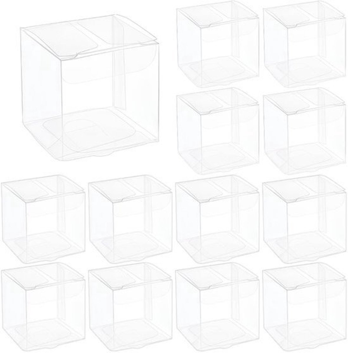 120 Transparante Kunststof Snoepdoosjes - 4x4x4 cm - Geschenkverpakking voor Bruiloften en Feestjes