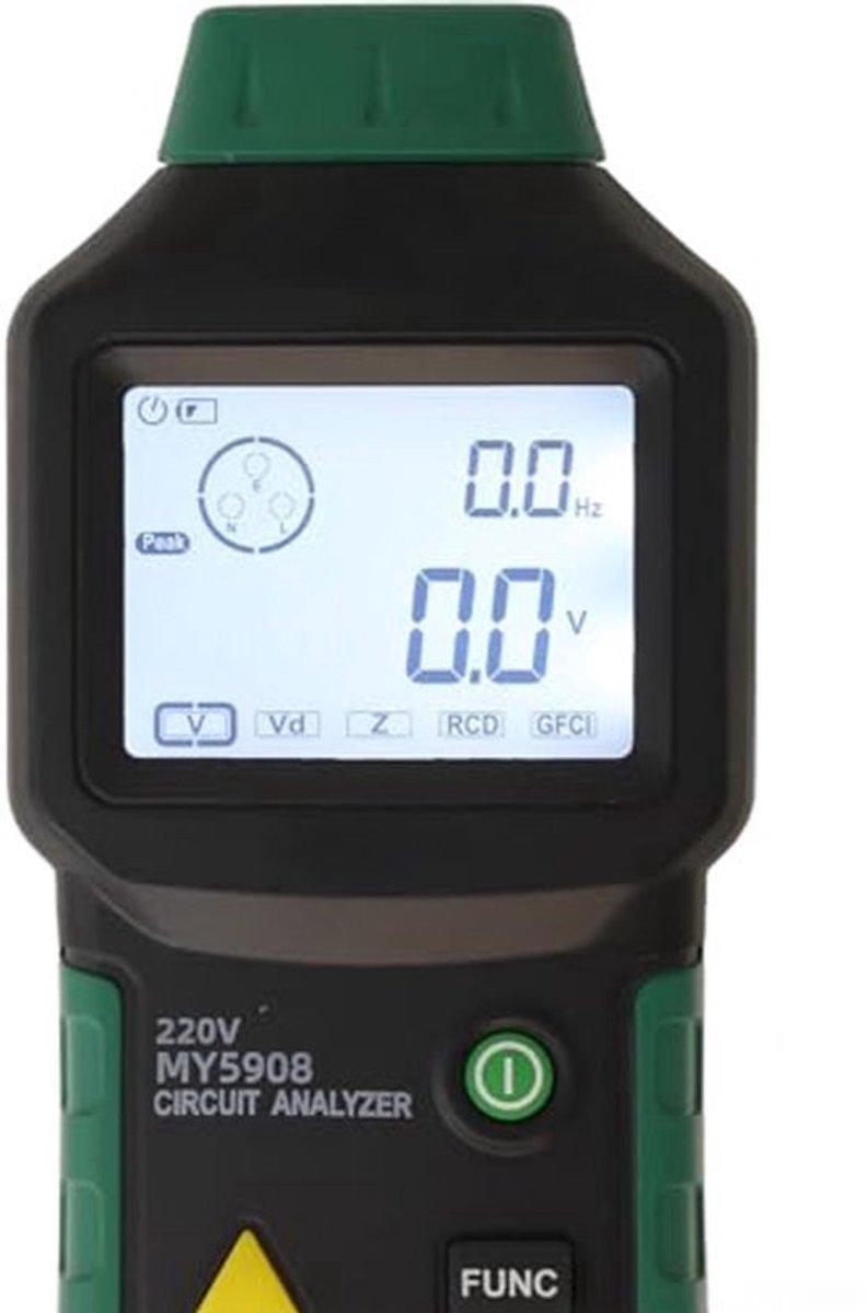 Circuit Analyzer - AC Spanningmeting - Meerdere Functies - RCD en GFCI Test - Met Backlight (EU Plug 220V)