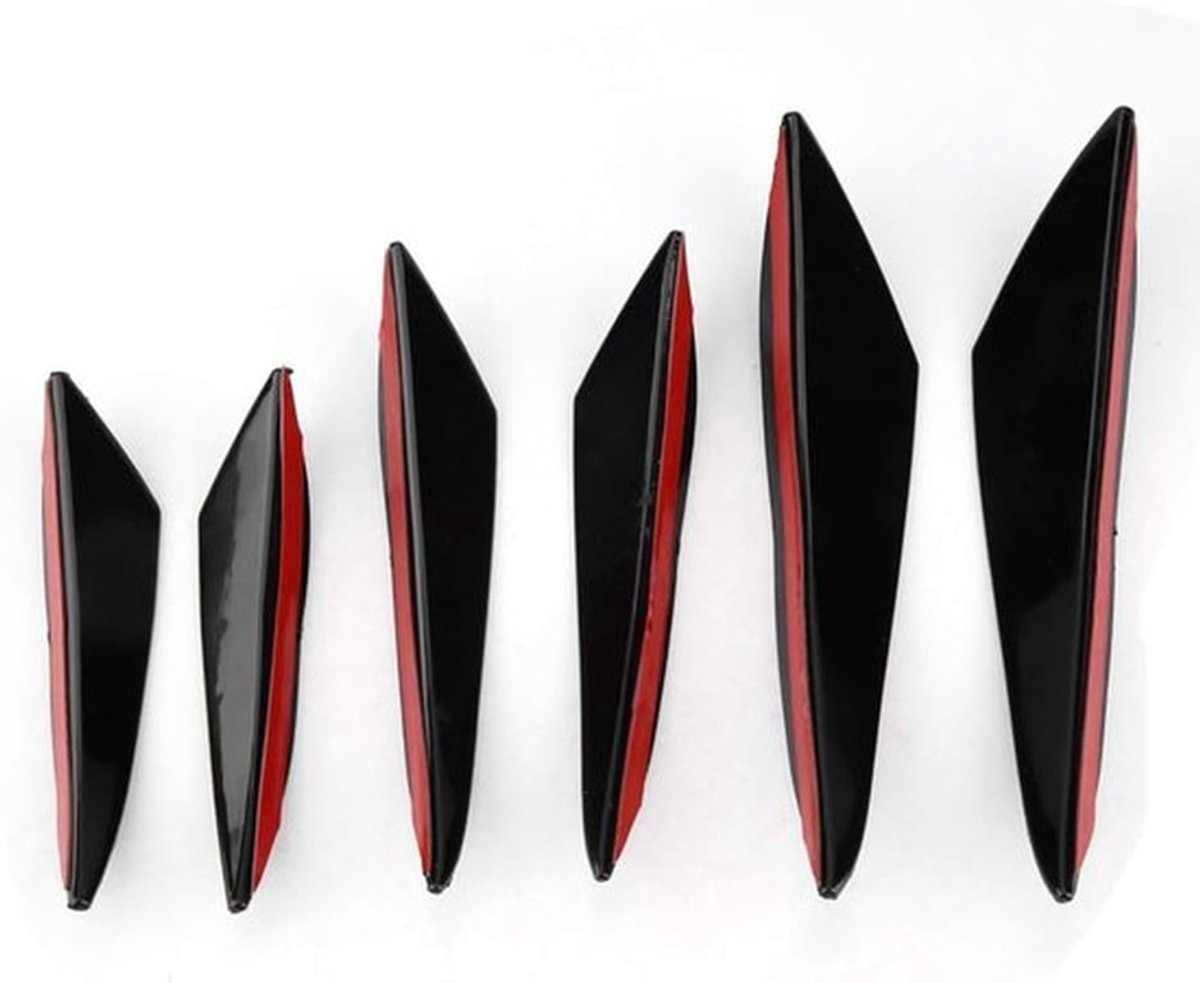 Voorlip Spoiler Splitter - 6 Stuks - Glanzend Zwart - Auto Voorbumper Windmes Trims - Frontbar - Universeel