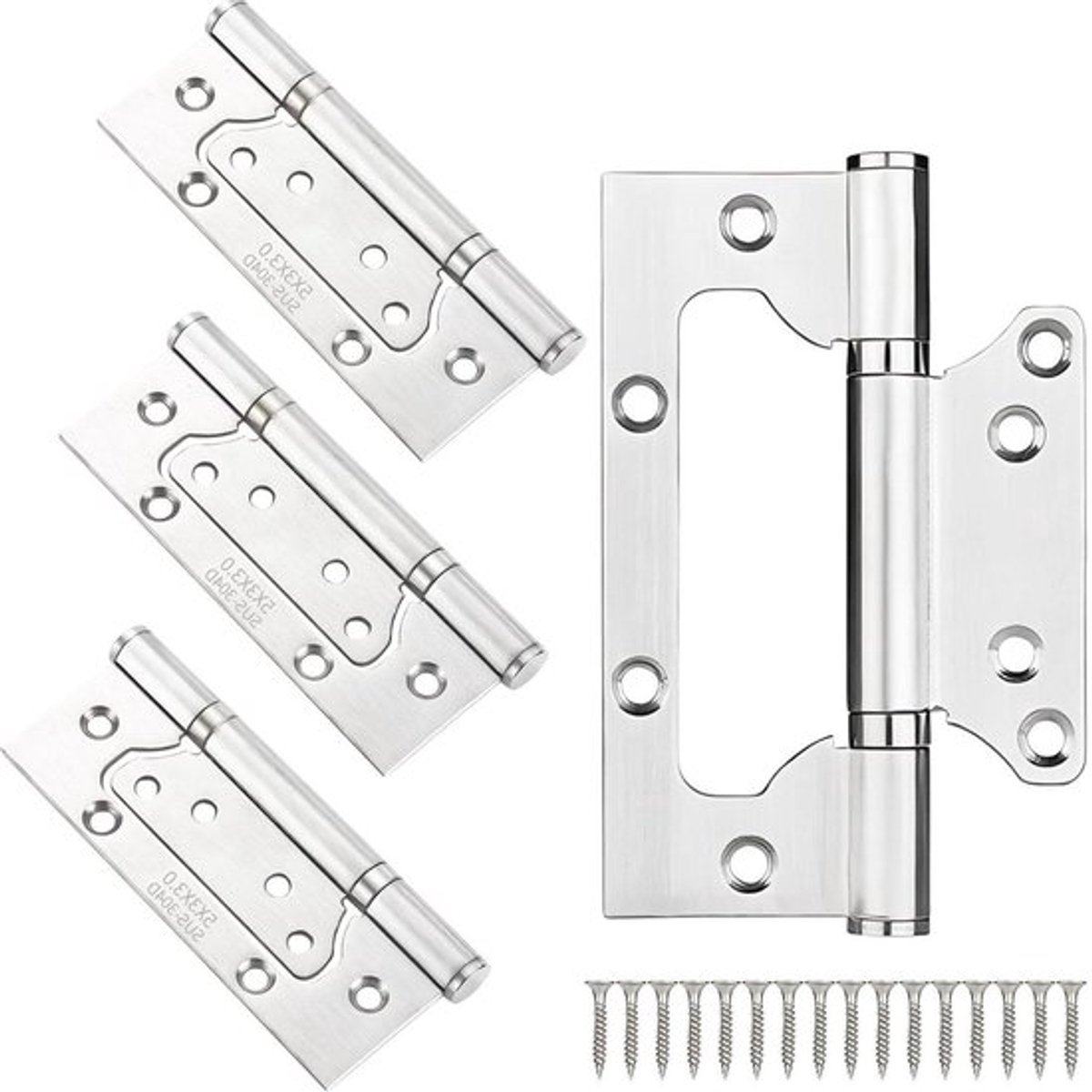 4x Deurscharnieren 5" RVS Kogellagerscharnieren voor Thuisgebruik met Schroeven 125mm Lengte