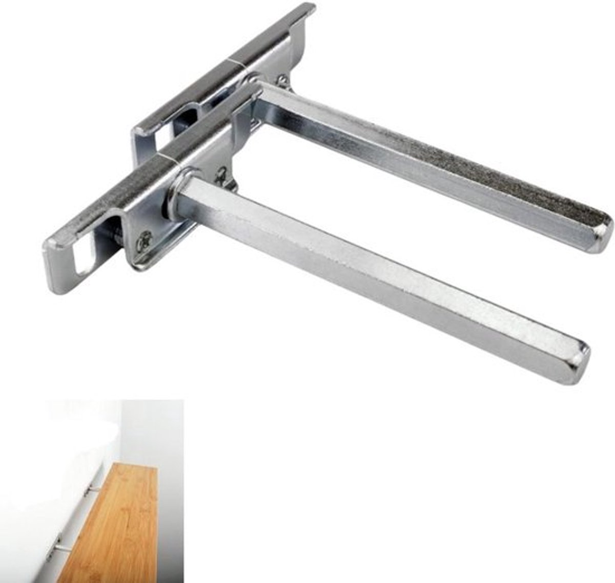 2 stuks - verborgen plankdrager - robuste beugel - wandgemonteerde zwevende plankdrager -120x76x21mm - staal