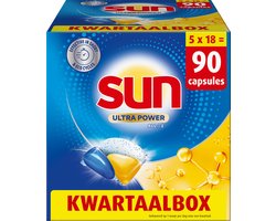 Sun - Vaatwastabletten - Ultra Power - All in 1 - 90 Capsules - Voordeelverpakking